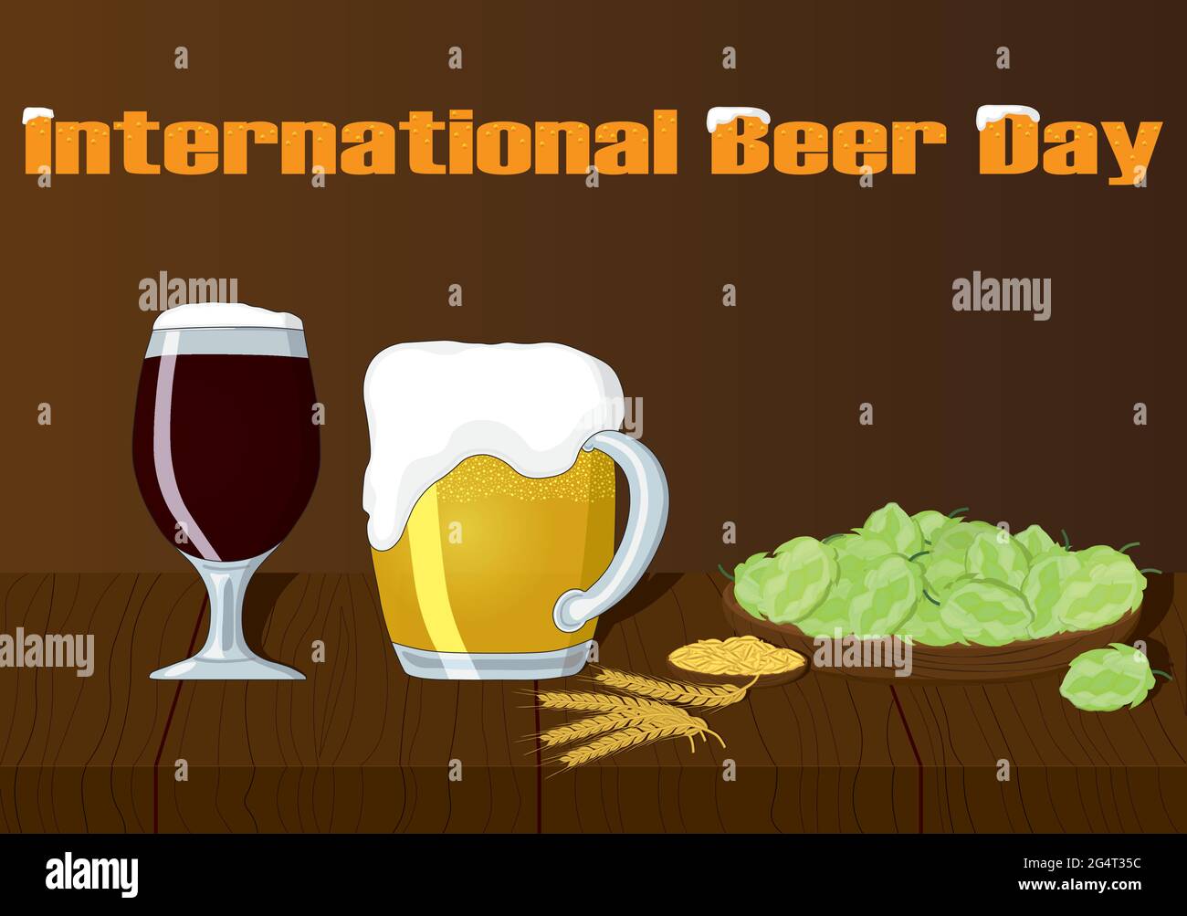 Illustration vectorielle de la journée internationale de la bière Illustration de Vecteur