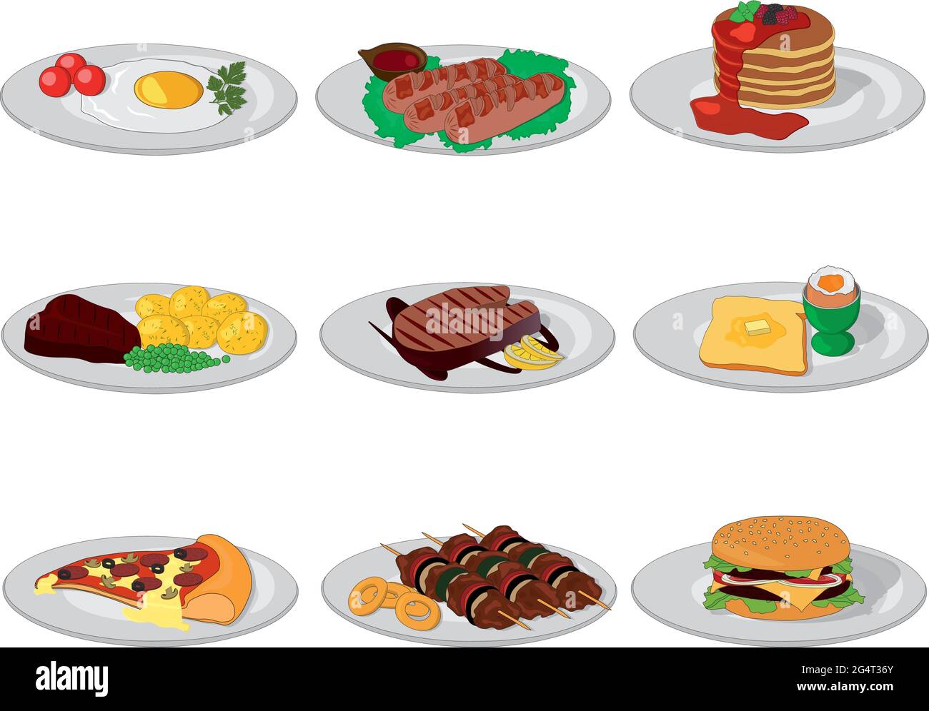 Illustration vectorielle de la collection de plats savoureux et magnifiques Illustration de Vecteur