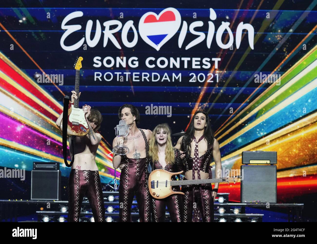 Rotterdam - gagnant Euro Vision Songcontest 2021 - Maneskin combinaison Italie où: Rotterdam, pays-Bas quand: 23 mai 2021 crédit: Bruno Press/WENN **disponible uniquement pour publication au Royaume-Uni** Banque D'Images