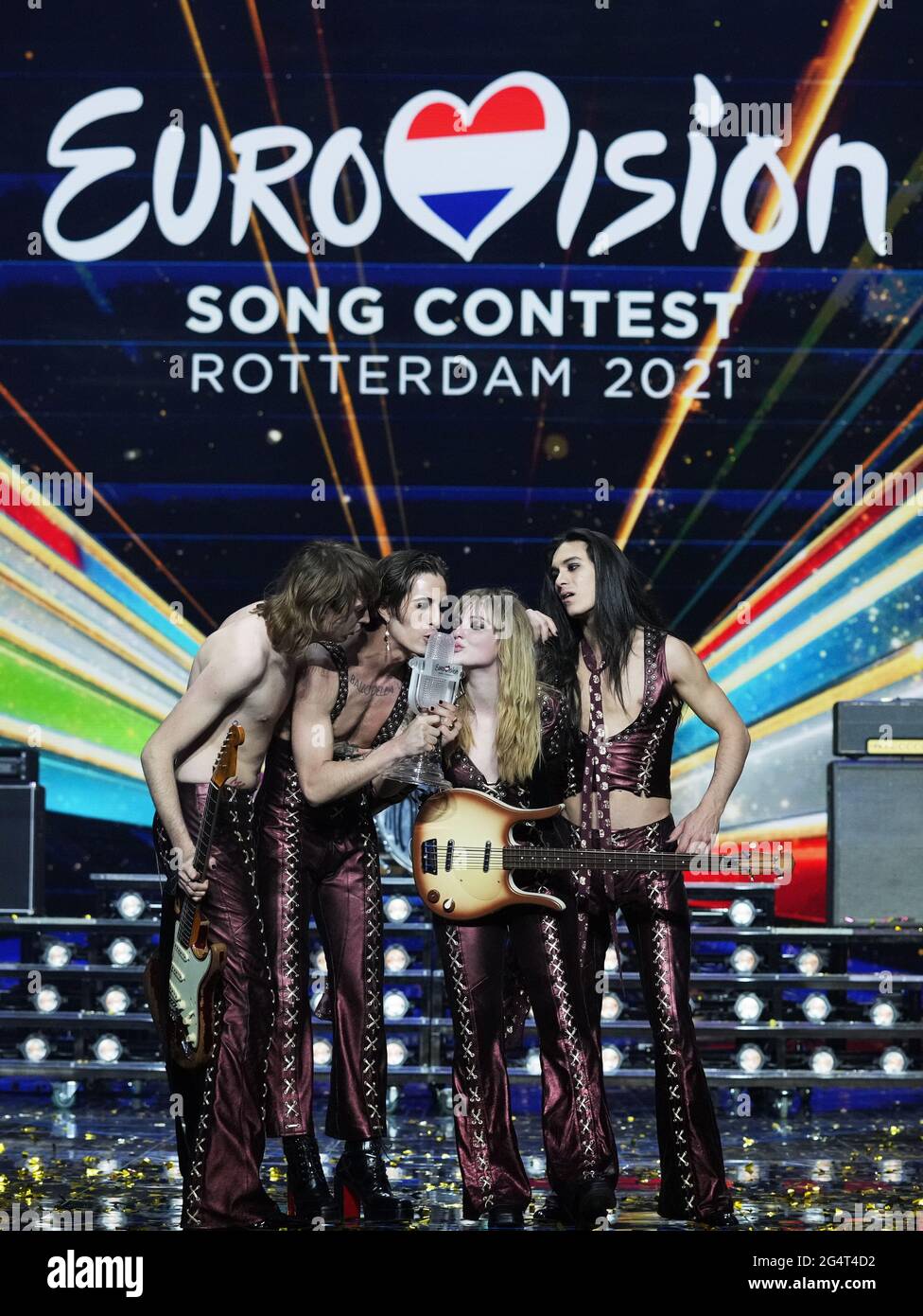 Rotterdam - gagnant Euro Vision Songcontest 2021 - Maneskin combinaison Italie où: Rotterdam, pays-Bas quand: 23 mai 2021 crédit: Bruno Press/WENN **disponible uniquement pour publication au Royaume-Uni** Banque D'Images