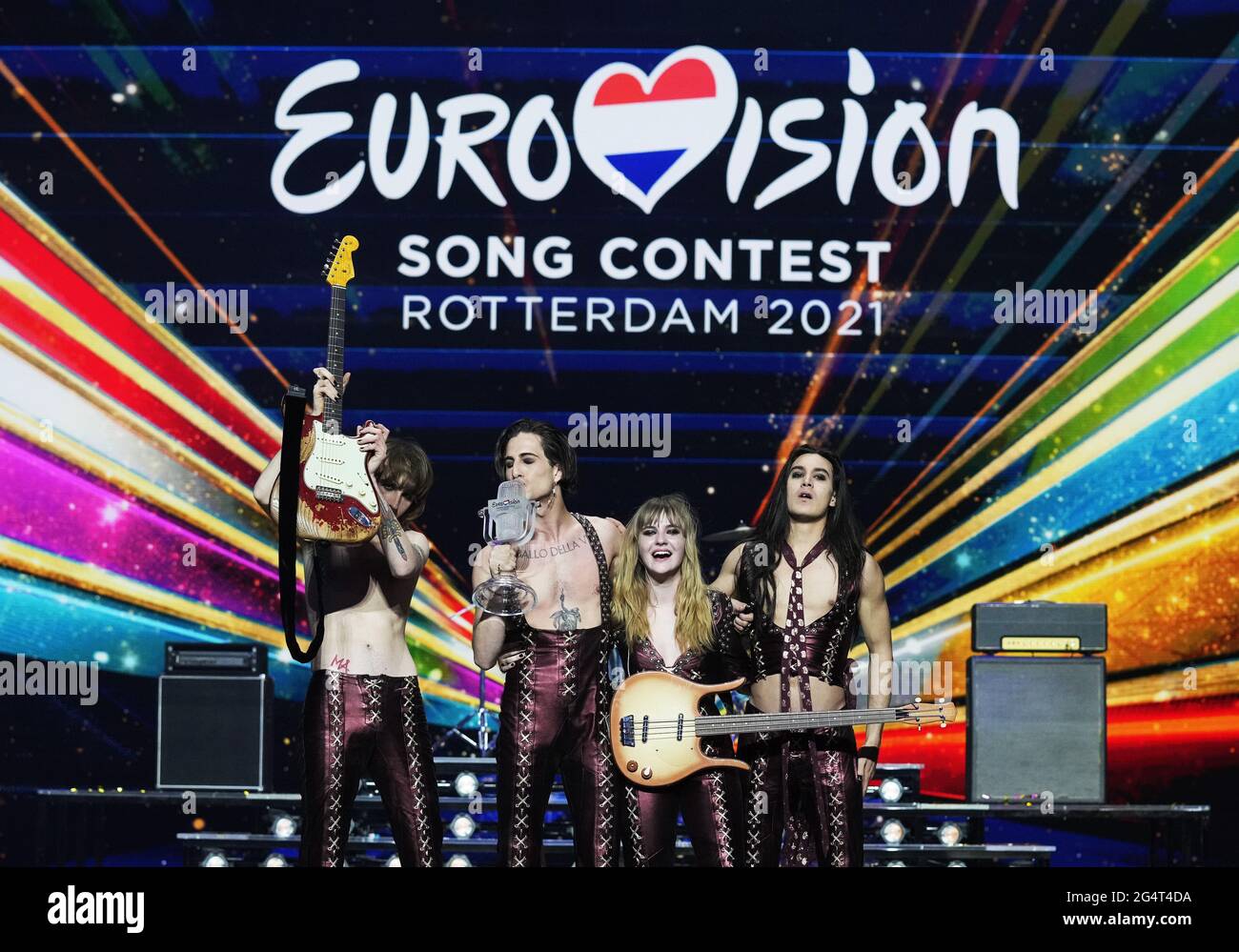 Rotterdam - gagnant Euro Vision Songcontest 2021 - Maneskin combinaison Italie quand: 23 mai 2021 crédit: Bruno Press/WENN **disponible uniquement pour publication au Royaume-Uni** Banque D'Images