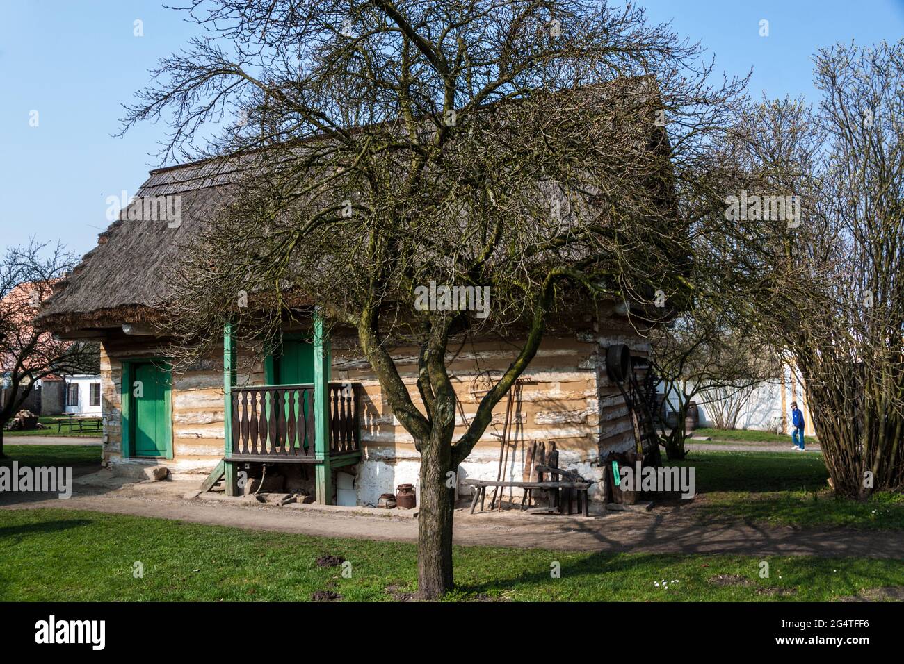 Maison de village traditionnelle du XIXe siècle au musée en plein air de Prerov, République tchèque Banque D'Images