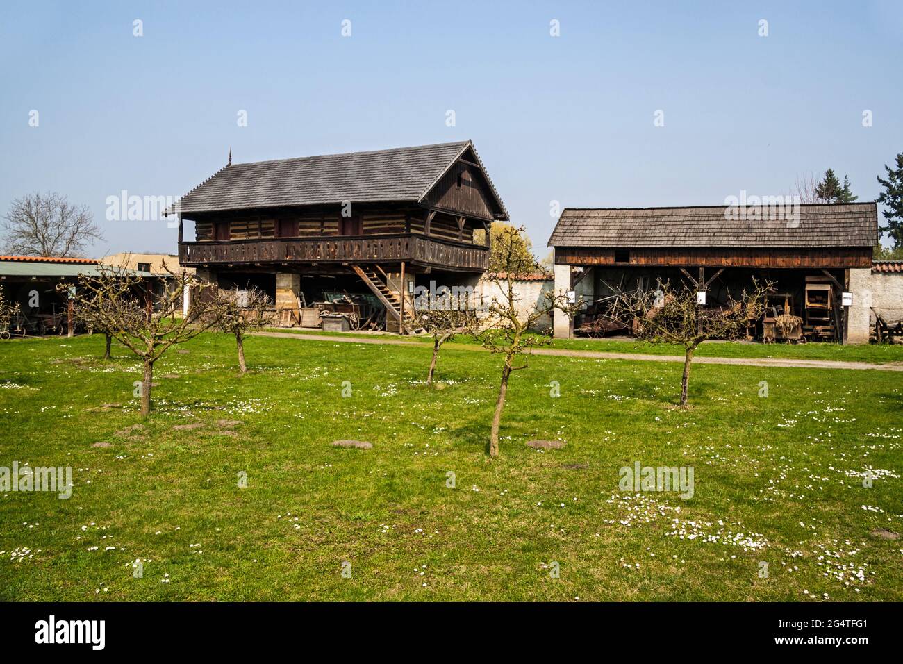 Maison de village traditionnelle du XIXe siècle au musée en plein air de Prerov, République tchèque Banque D'Images