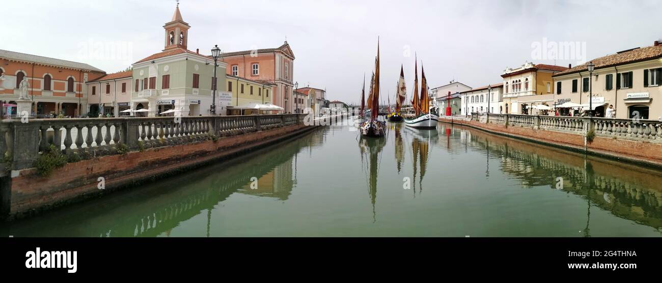 Vue panoramique sur Porto leonardesco dans le centre-ville de Cesenatico Banque D'Images