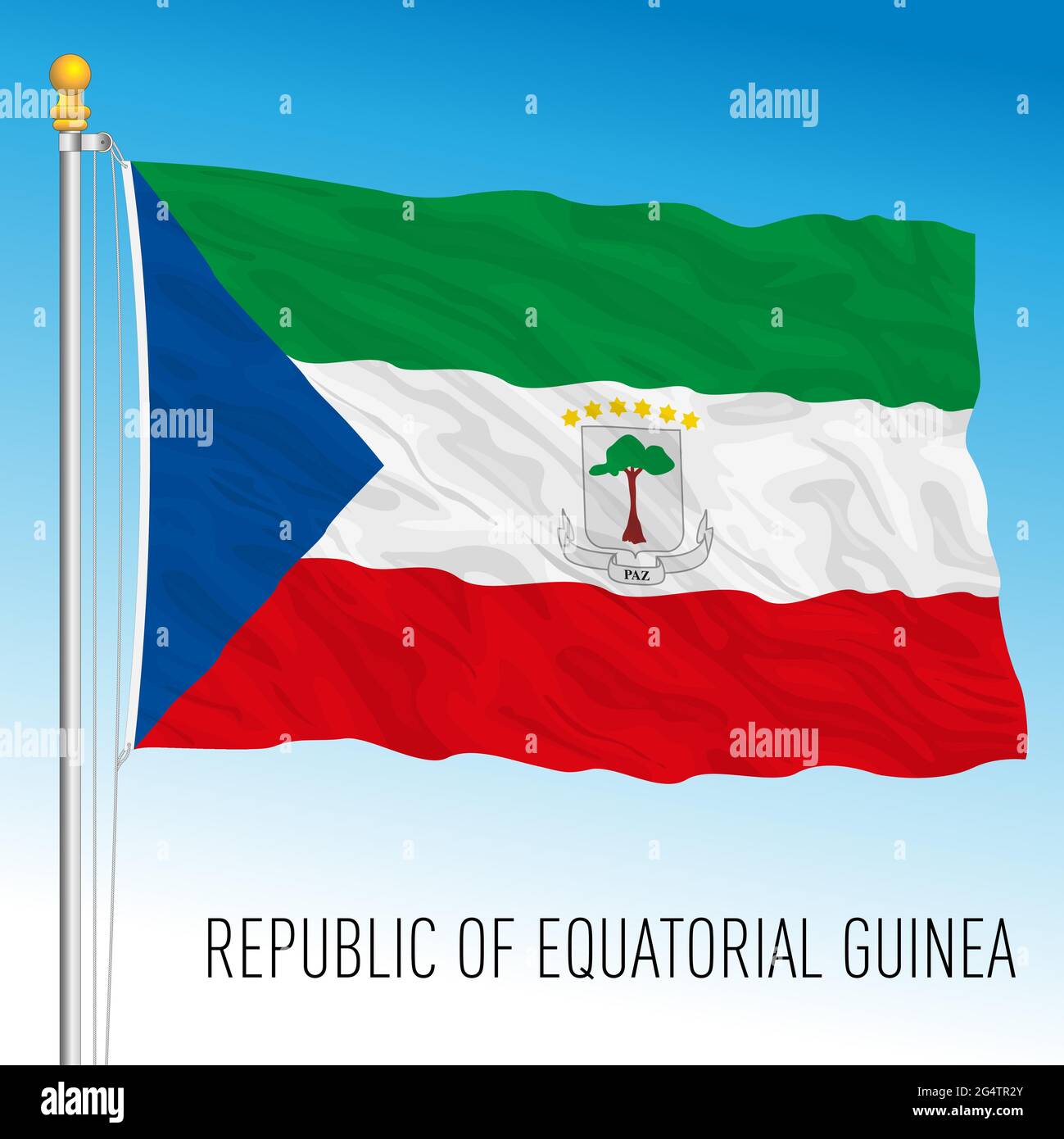 Drapeau national officiel de la Guinée équatoriale, pays africain, illustration vectorielle Illustration de Vecteur