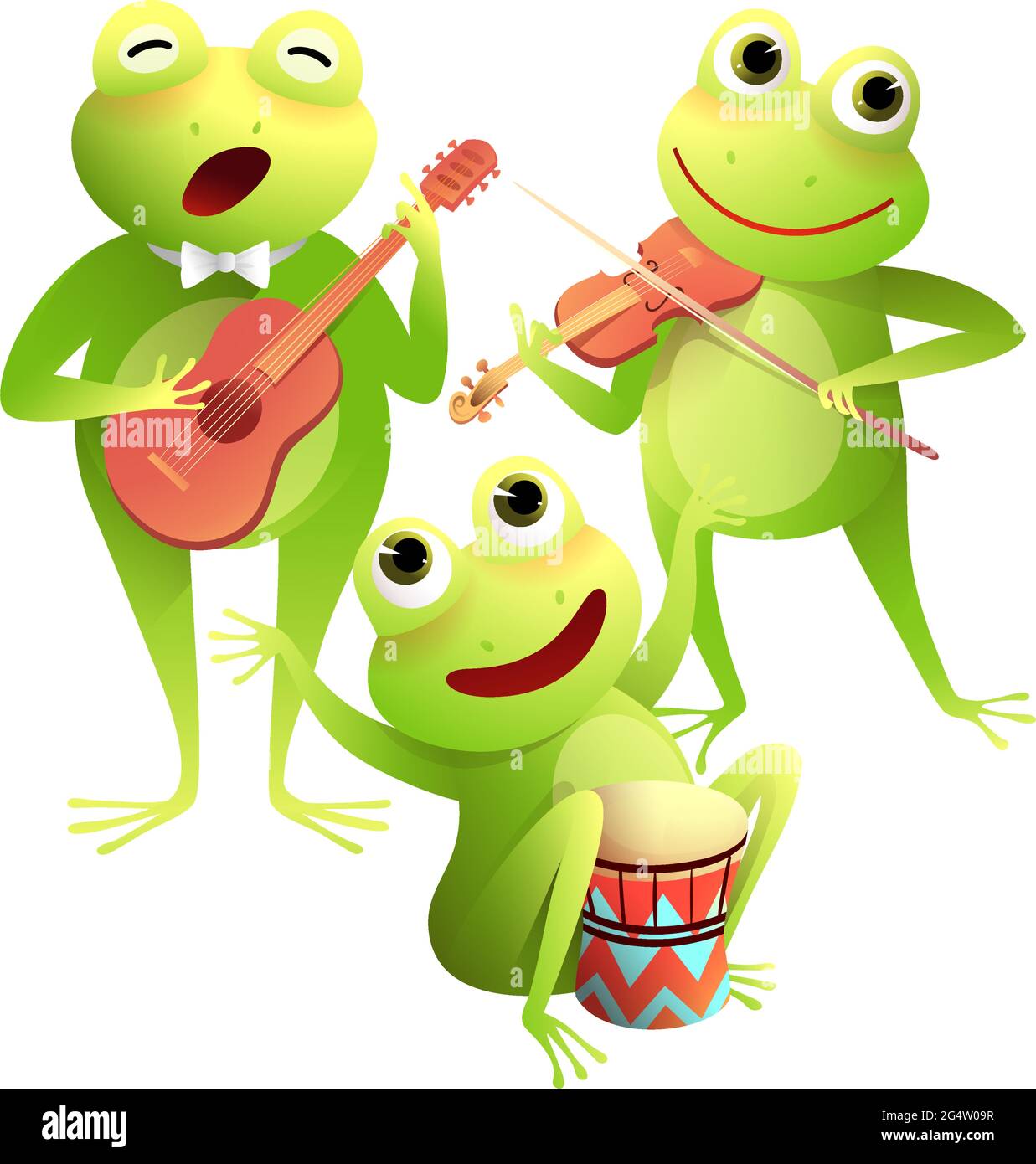 Frogs concert jouant des instruments de musique et Sing Illustration de Vecteur