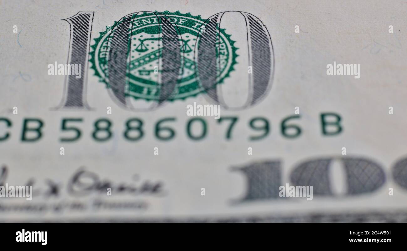 gros plan sur le symbole 100 dollars américains Banque D'Images