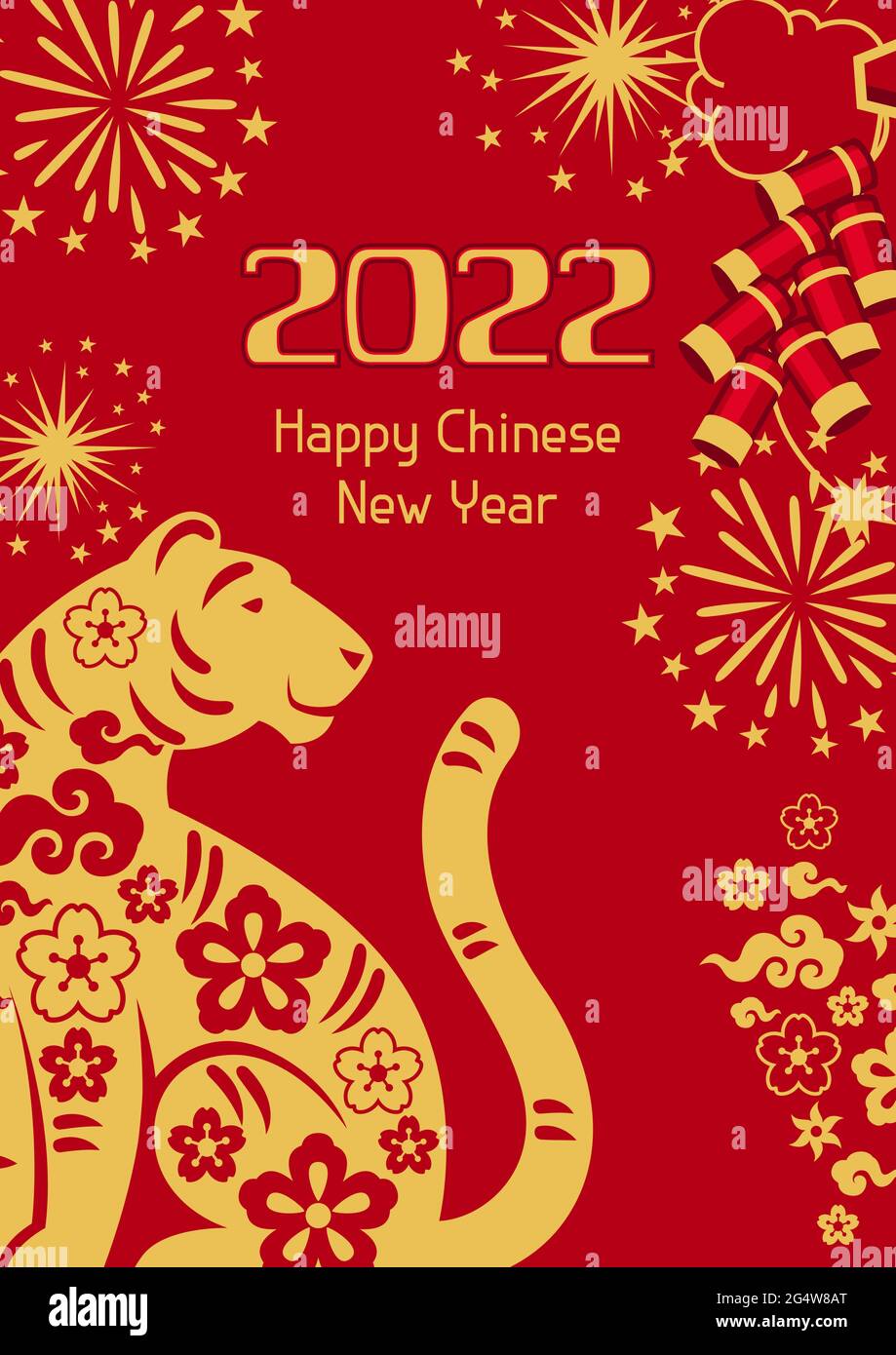 Carte De Vœux Du Nouvel An Chinois Arriere Plan Avec Symbole Tigre De 22 Image Vectorielle Stock Alamy