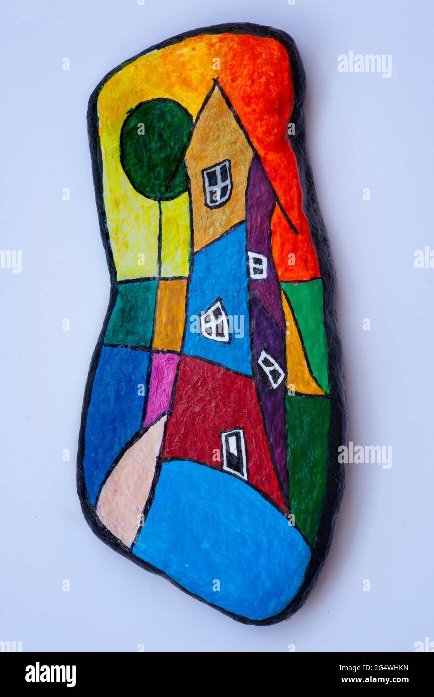 PEBBLE ART: Bienvenue à votre nouvelle maison par Ruth Nägele Banque D'Images