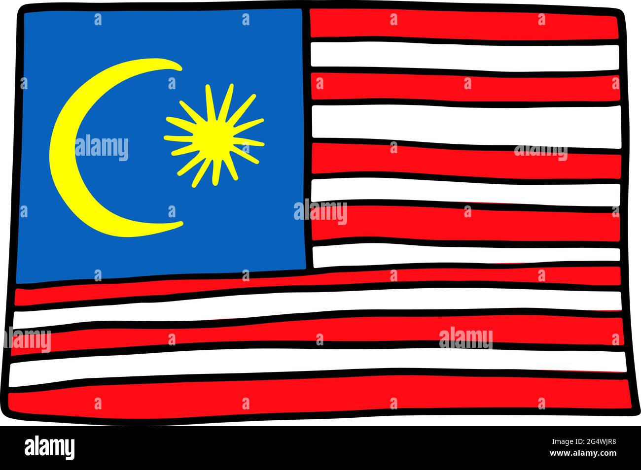 Drapeau de Malaisie Doodle main dessin esquisse illustration vectorielle simple Illustration de Vecteur