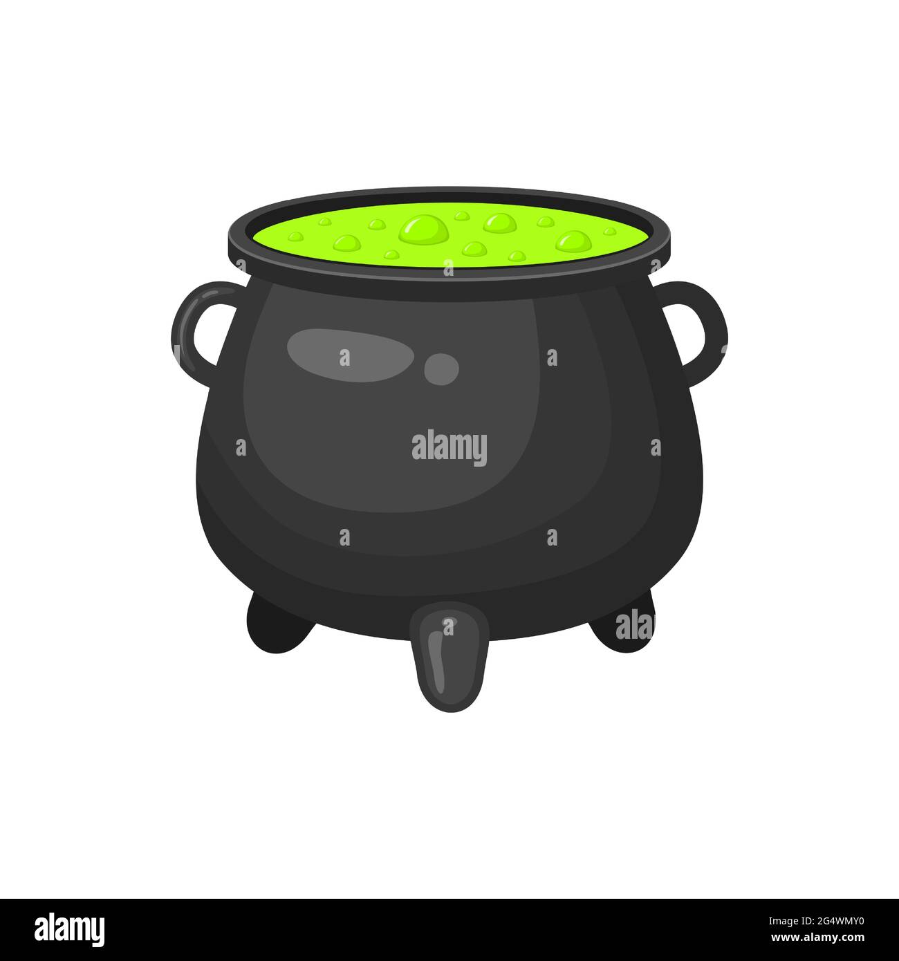 Chou-fleur de sorcière avec liquide vert isolé sur fond blanc. Potion magique. Équipement de sorcellerie. Élément de conception Halloween. Illustration de dessin animé vectoriel. Illustration de Vecteur