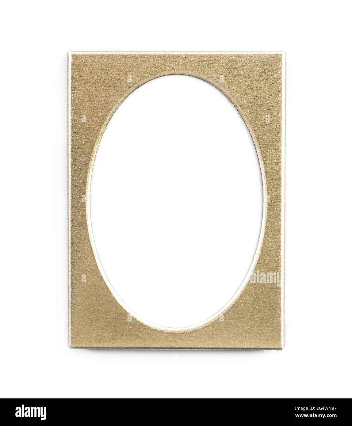 Cadre photo ovale doré vide isolé sur fond blanc Banque D'Images