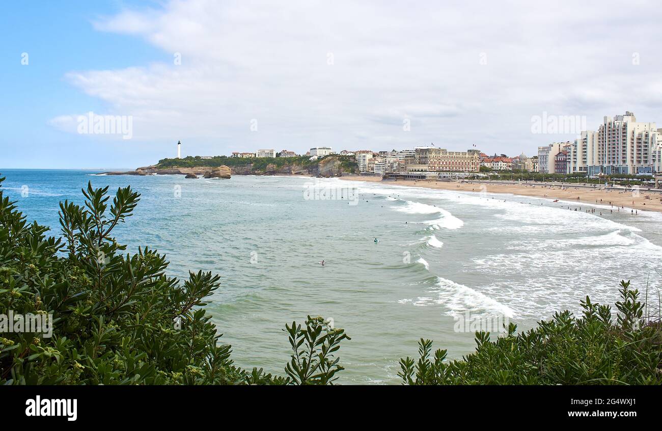 Belle vue sur la plage de Biarritz, France Banque D'Images