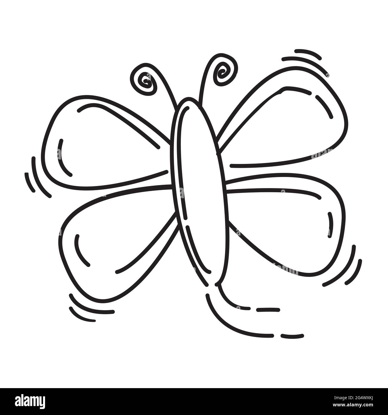 Aire de jeux pour enfants papillon, jouer, enfants, jardin d'enfants. Jeu d'icônes dessiné à la main, contour noir, icône en forme de doodle, dessin d'icône de vecteur. Illustration de Vecteur