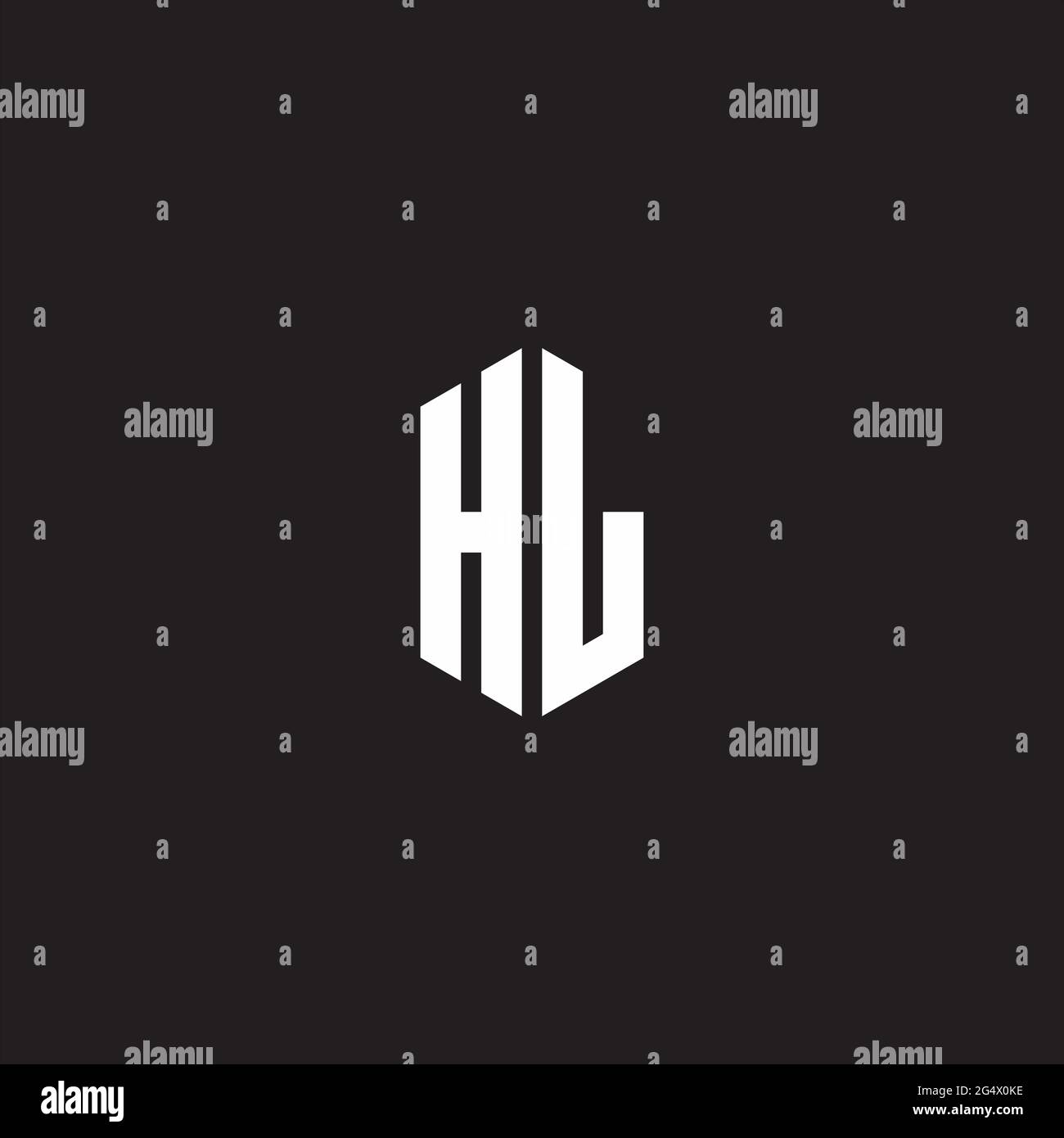 HL logo monogramme avec modèle de forme hexagonale isolé sur fond noir Illustration de Vecteur