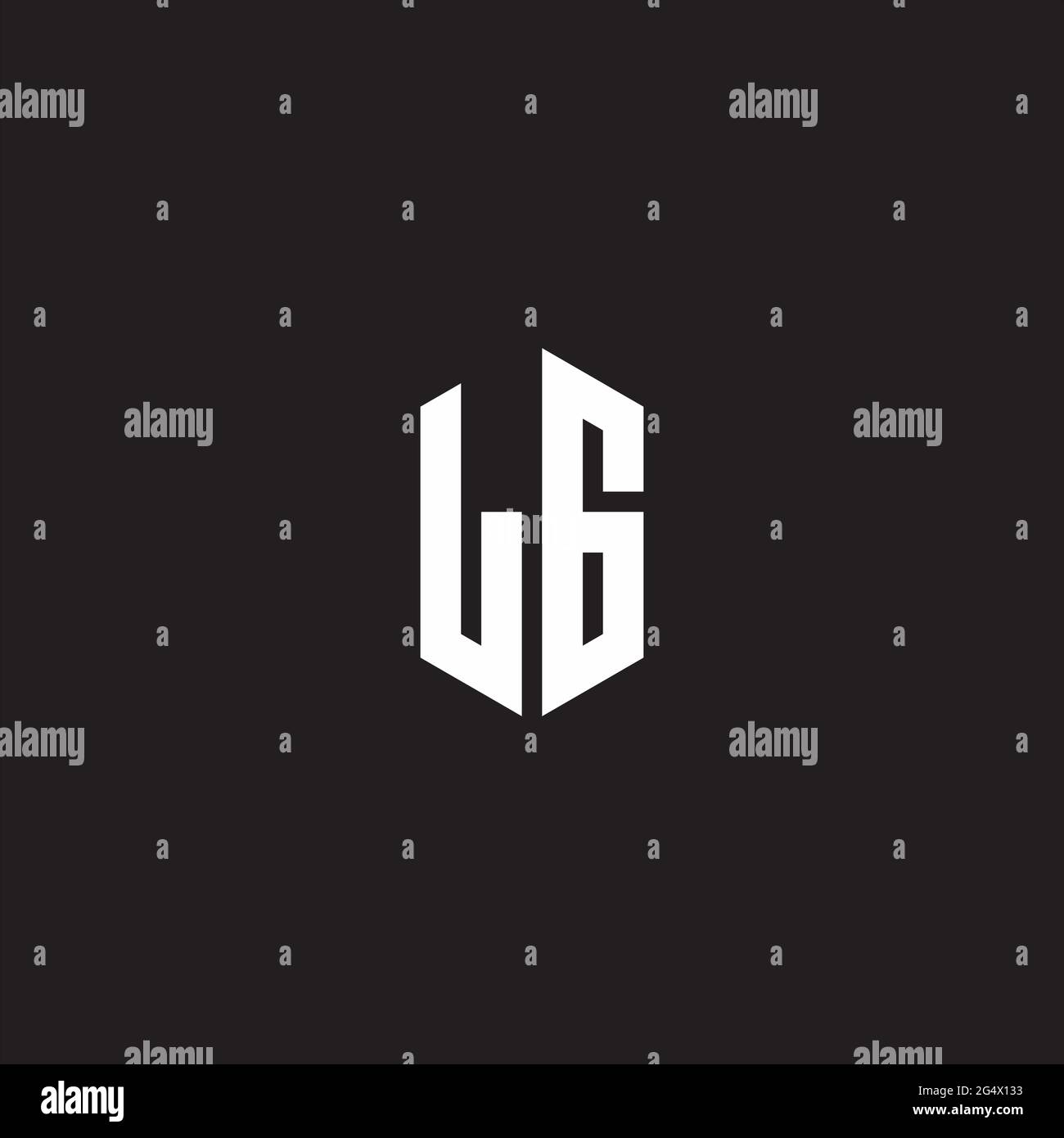 Logo LG monogramme avec modèle de forme hexagonale isolé sur fond noir Illustration de Vecteur