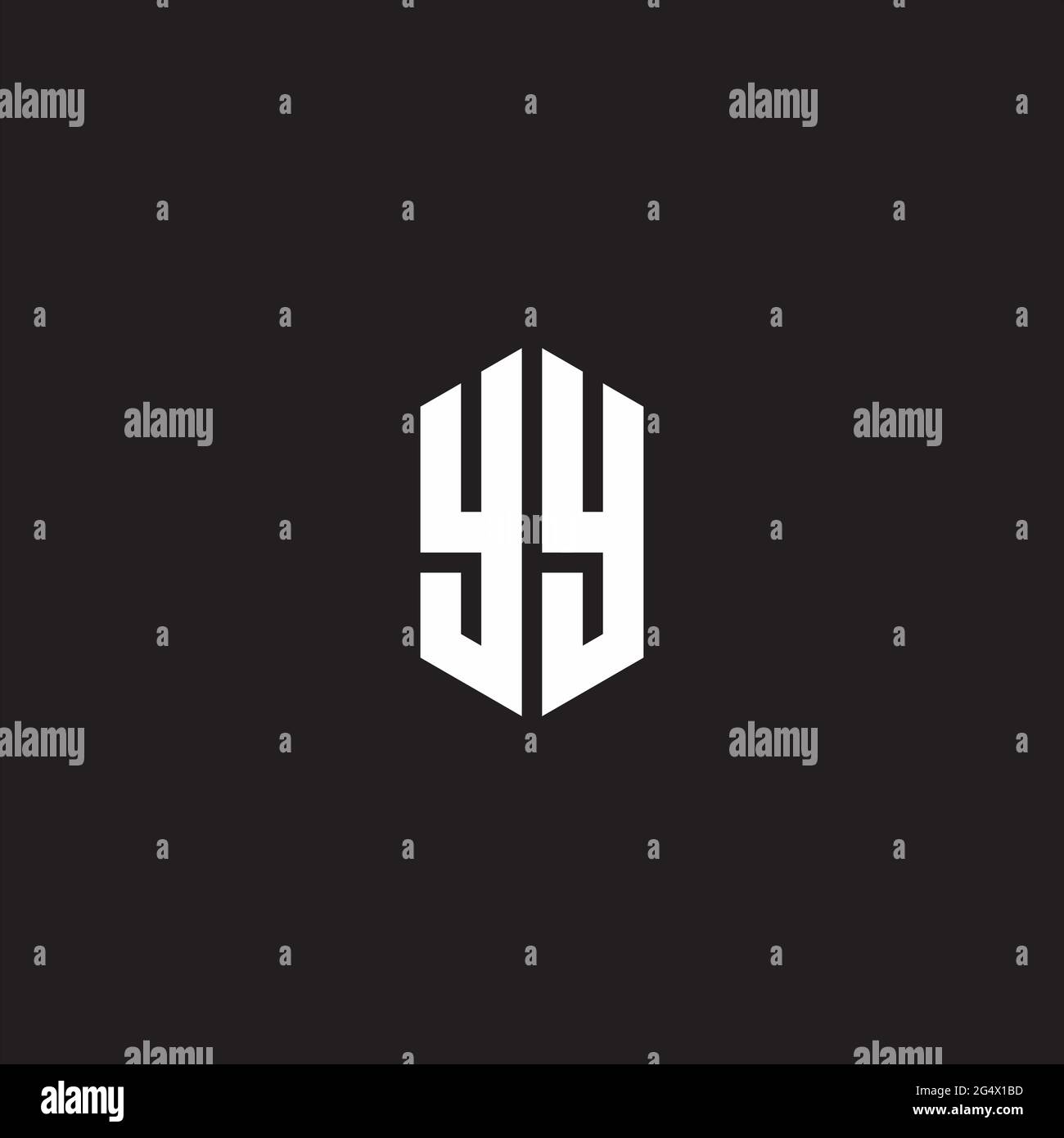 YY logo monogramme avec modèle de style de forme hexagonale isolé sur fond noir Illustration de Vecteur