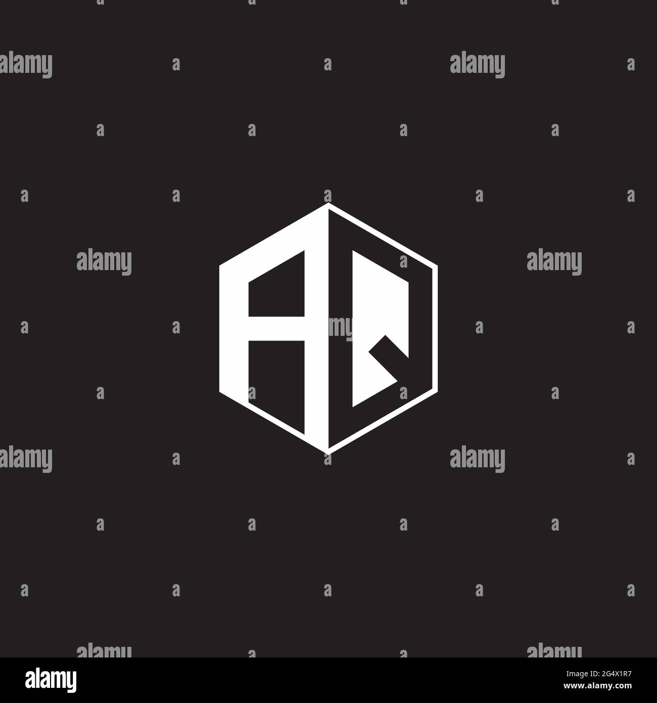 AQ A Q QA logo monogramme hexagone avec fond noir négatif style espace Illustration de Vecteur