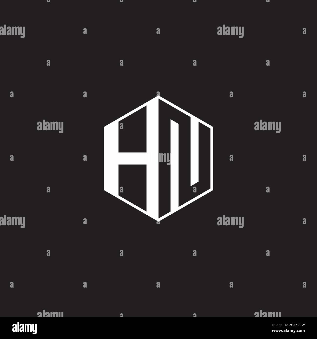 HN H N NH logo monogramme hexagonal avec fond noir négatif style espace Illustration de Vecteur