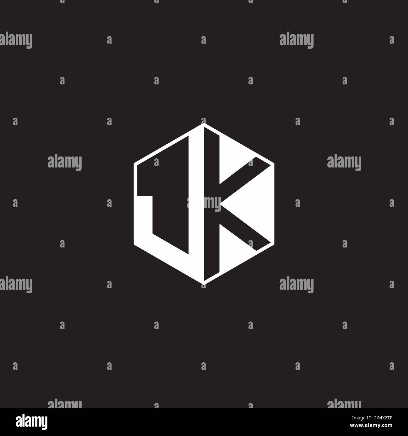 JK J K KJ logo monogramme hexagonal avec fond noir négatif style espace Illustration de Vecteur