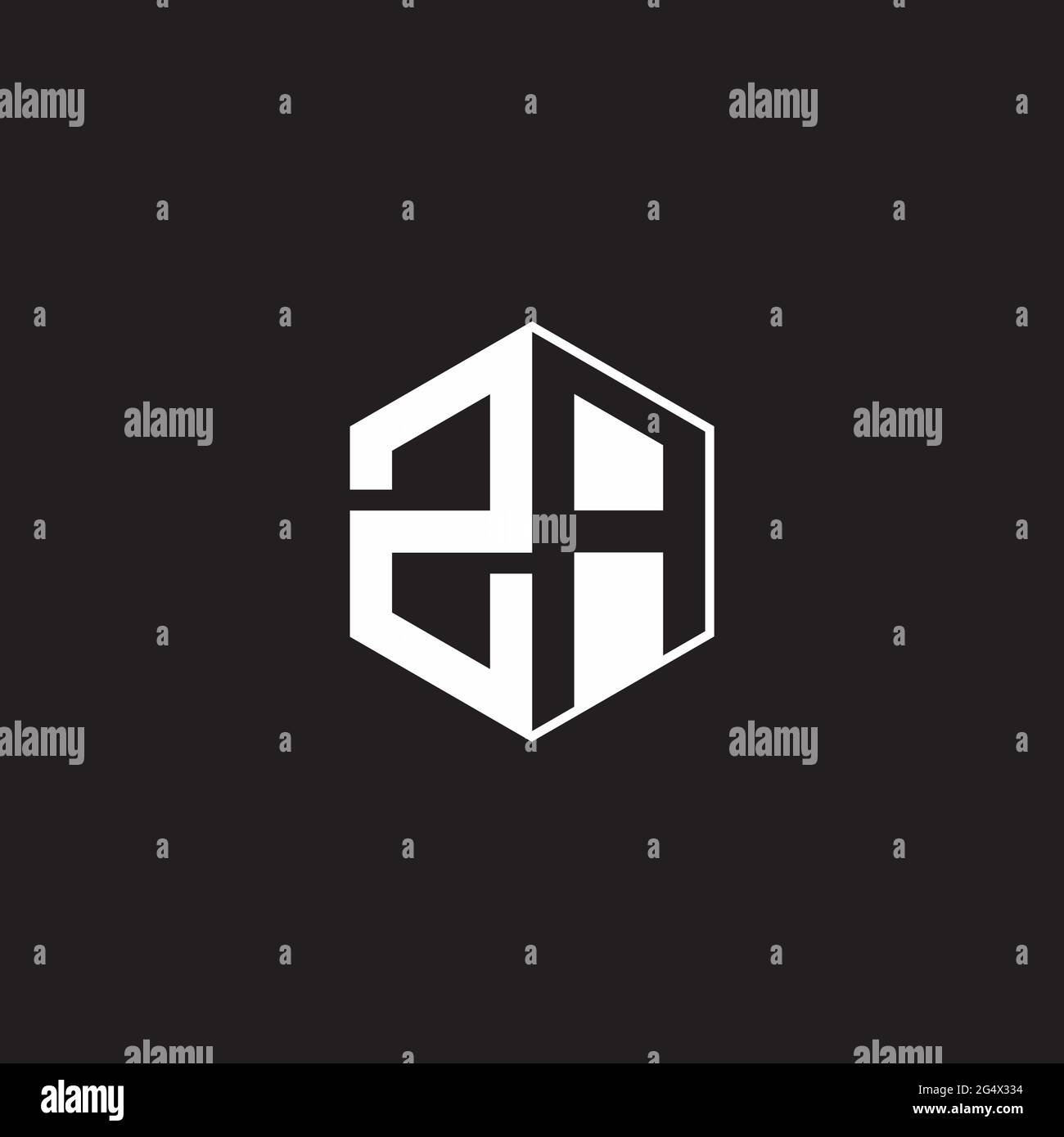 ZA Z A AZ logo monogramme hexagone avec fond noir négatif style espace Illustration de Vecteur
