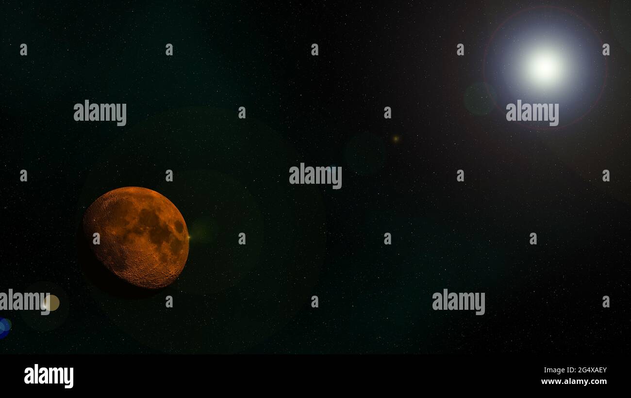 Création numérique d'une image haute résolution de la planète lune et du système solaire. Banque D'Images