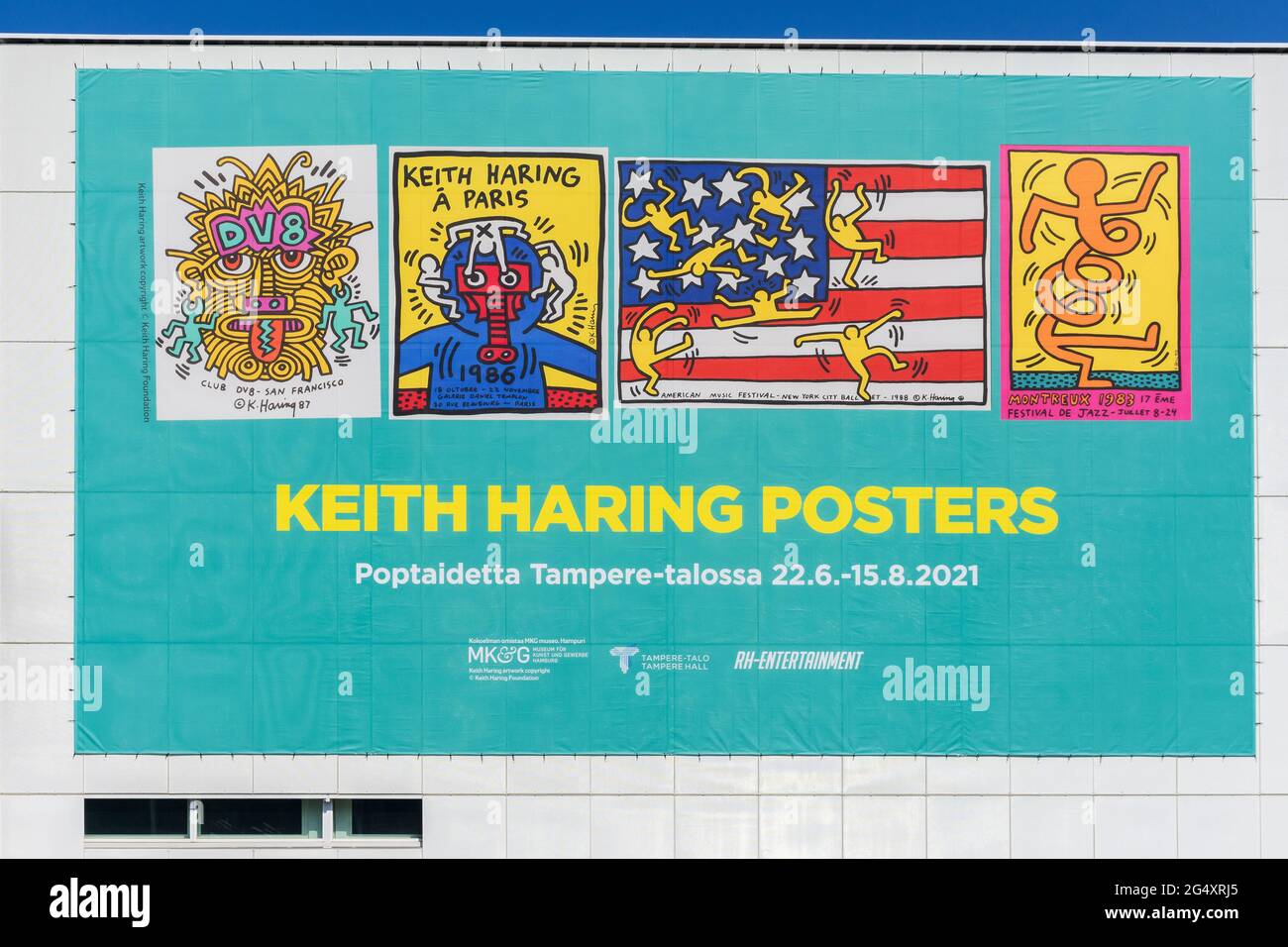 Keith Haring exposition d'affiches dans le hall de Tampere en Finlande Banque D'Images