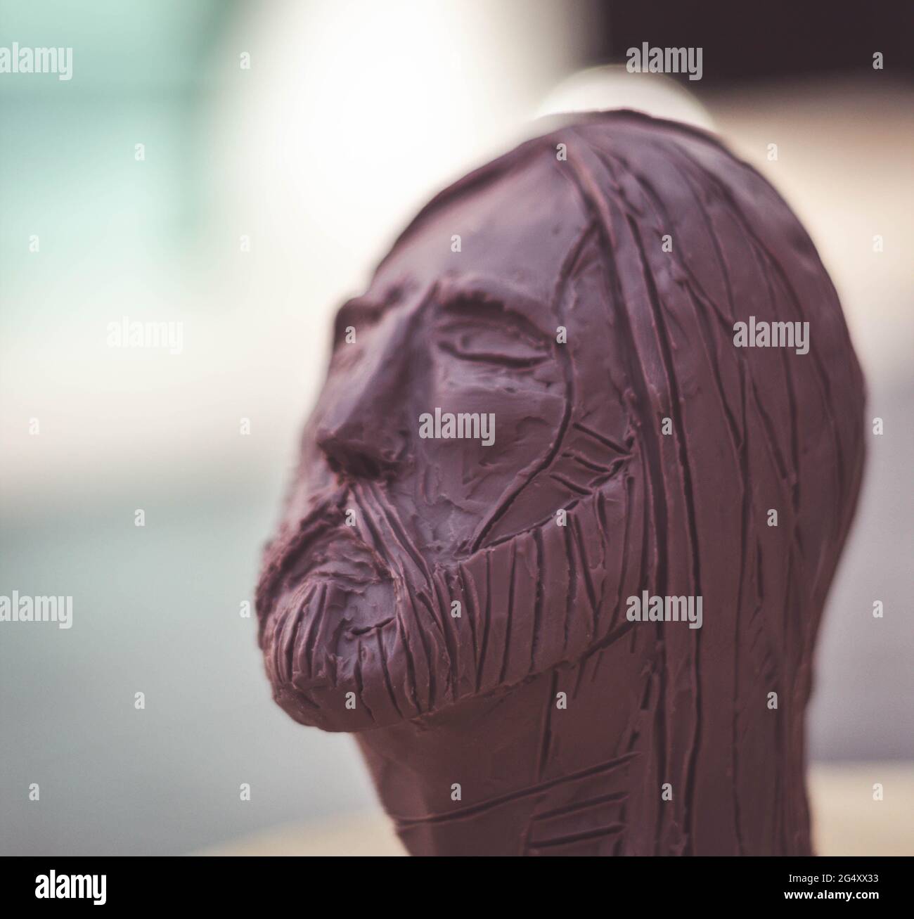 Photographie de la sculpture en argile face à Jésus-Christ Banque D'Images