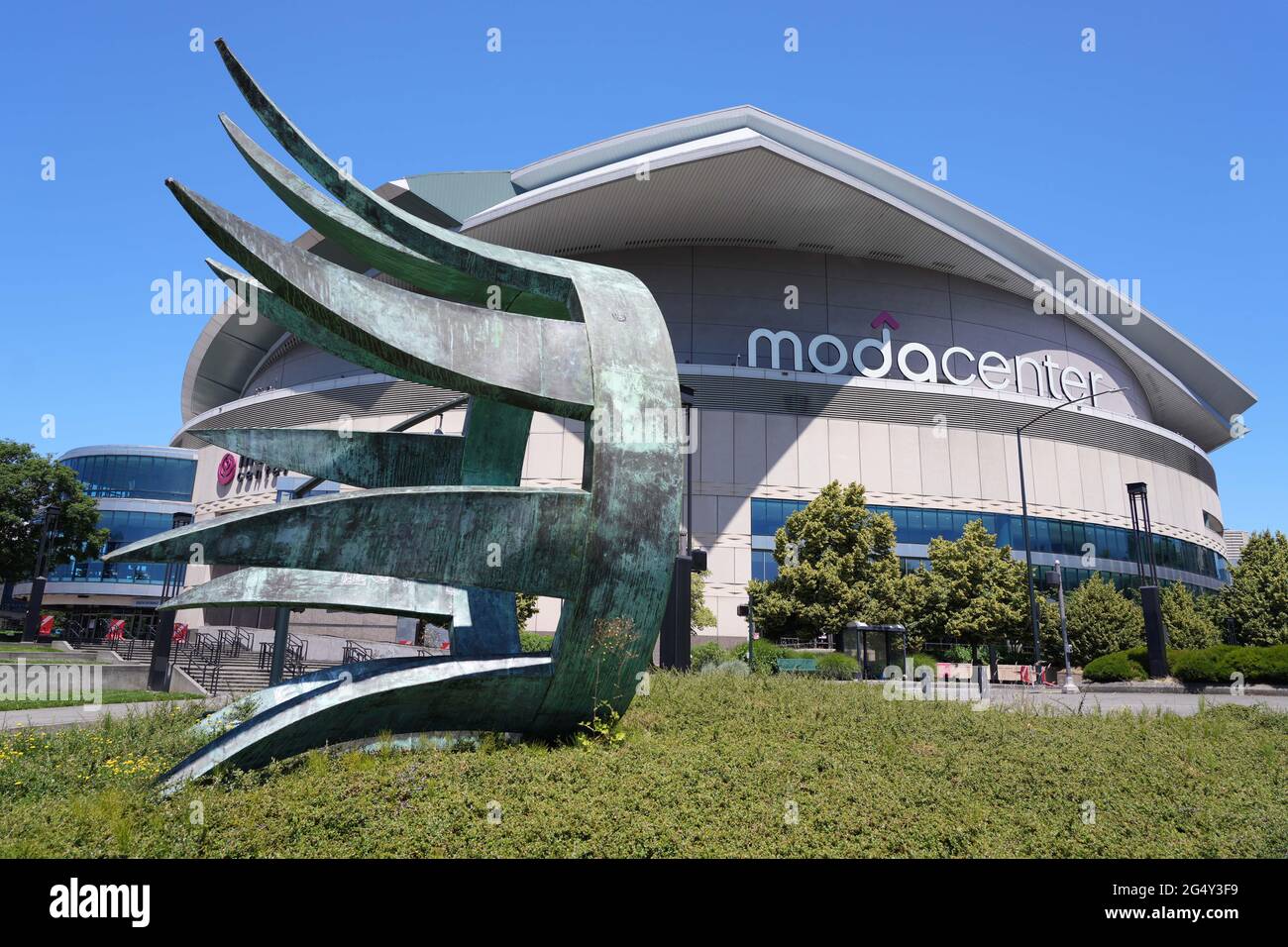 Une vue générale du Moda Centre, le mercredi 23 juin 2021, à Portland, L'arène accueille les Portland Trail Blazers. Banque D'Images