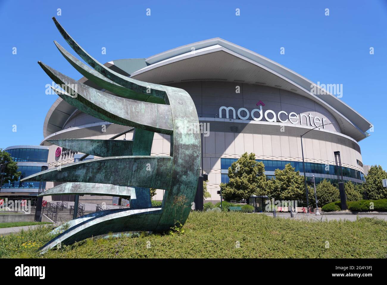 Une vue générale du Moda Centre, le mercredi 23 juin 2021, à Portland, L'arène accueille les Portland Trail Blazers. Banque D'Images