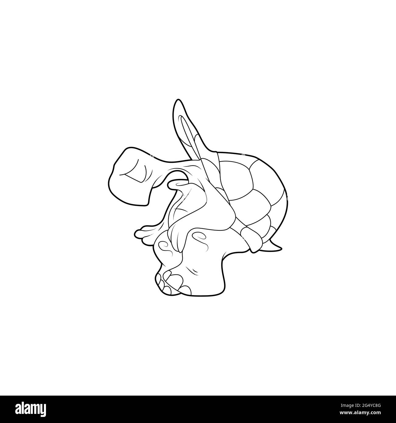 Livre de coloriage pour enfants. Personnage de dessin animé. Tortue assise. Silhouette de contour noire. Isolé sur fond blanc. Thème animal. Illustration vectorielle. Illustration de Vecteur