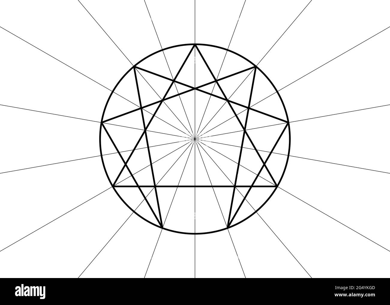 Icône Enneagram, géométrie sacrée, modèle de logo de diagramme, illustration vectorielle isolée sur fond blanc Illustration de Vecteur