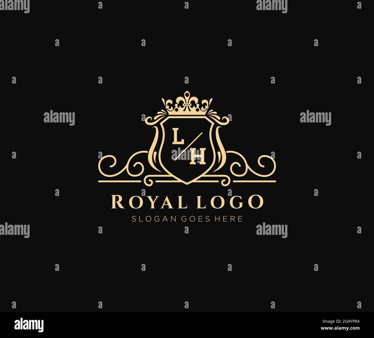 Modèle de logo de marque de luxe LH Letter, pour restaurant, Royalty, Boutique, café, Hôtel, héraldique, bijoux, mode et autres illustrations vectorielles. Illustration de Vecteur