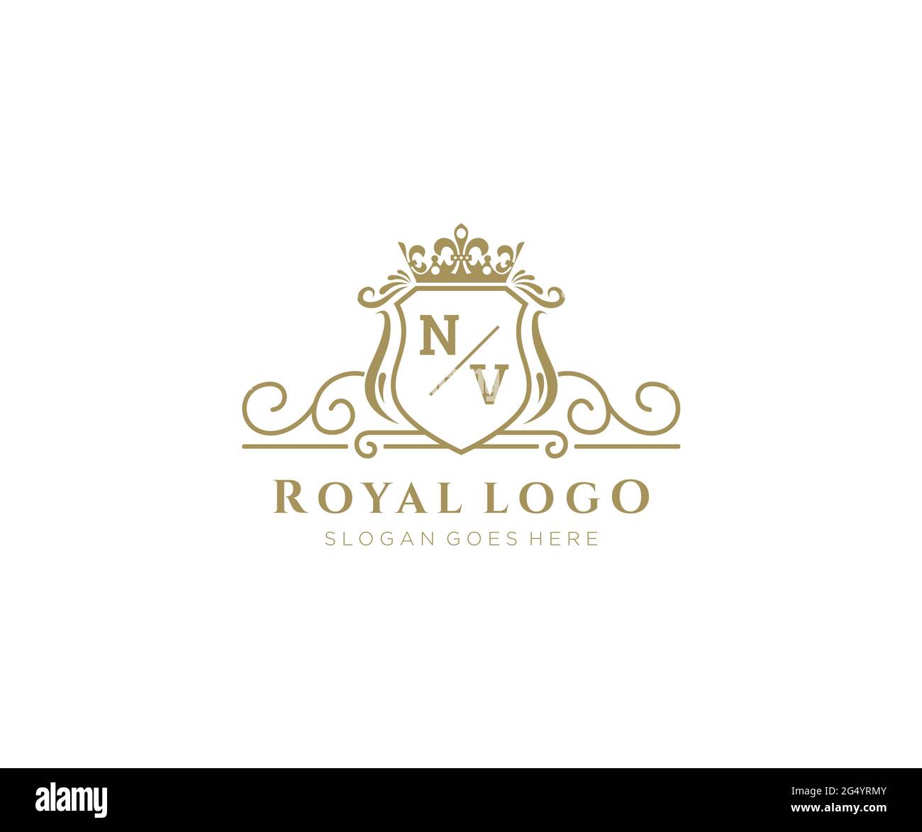 Modèle de logo de marque de luxe NV Letter, pour restaurant, Royalty, Boutique, café, Hôtel, héraldique, bijoux, mode et autres illustrations vectorielles. Illustration de Vecteur