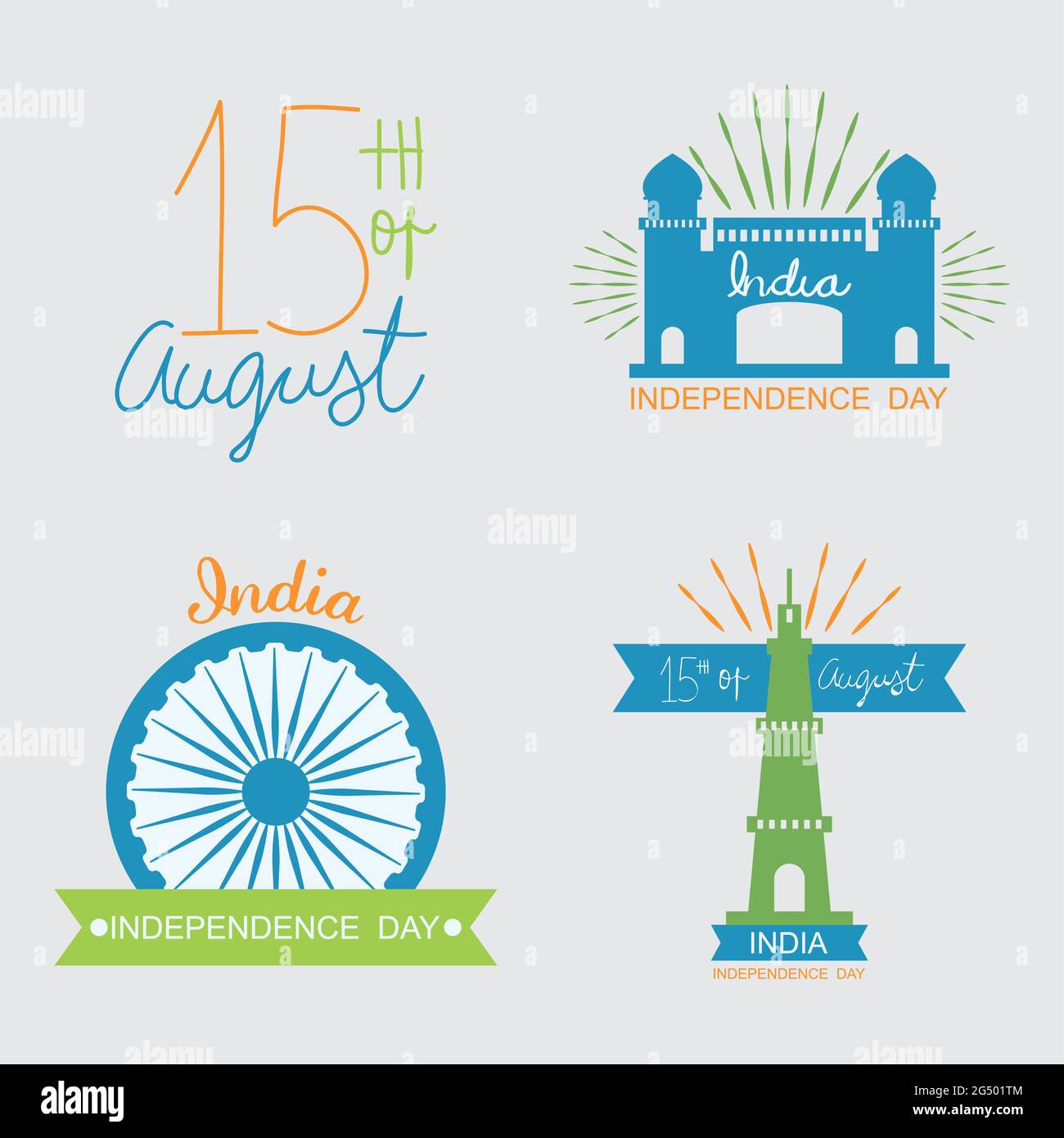collection india independence day icon Illustration de Vecteur