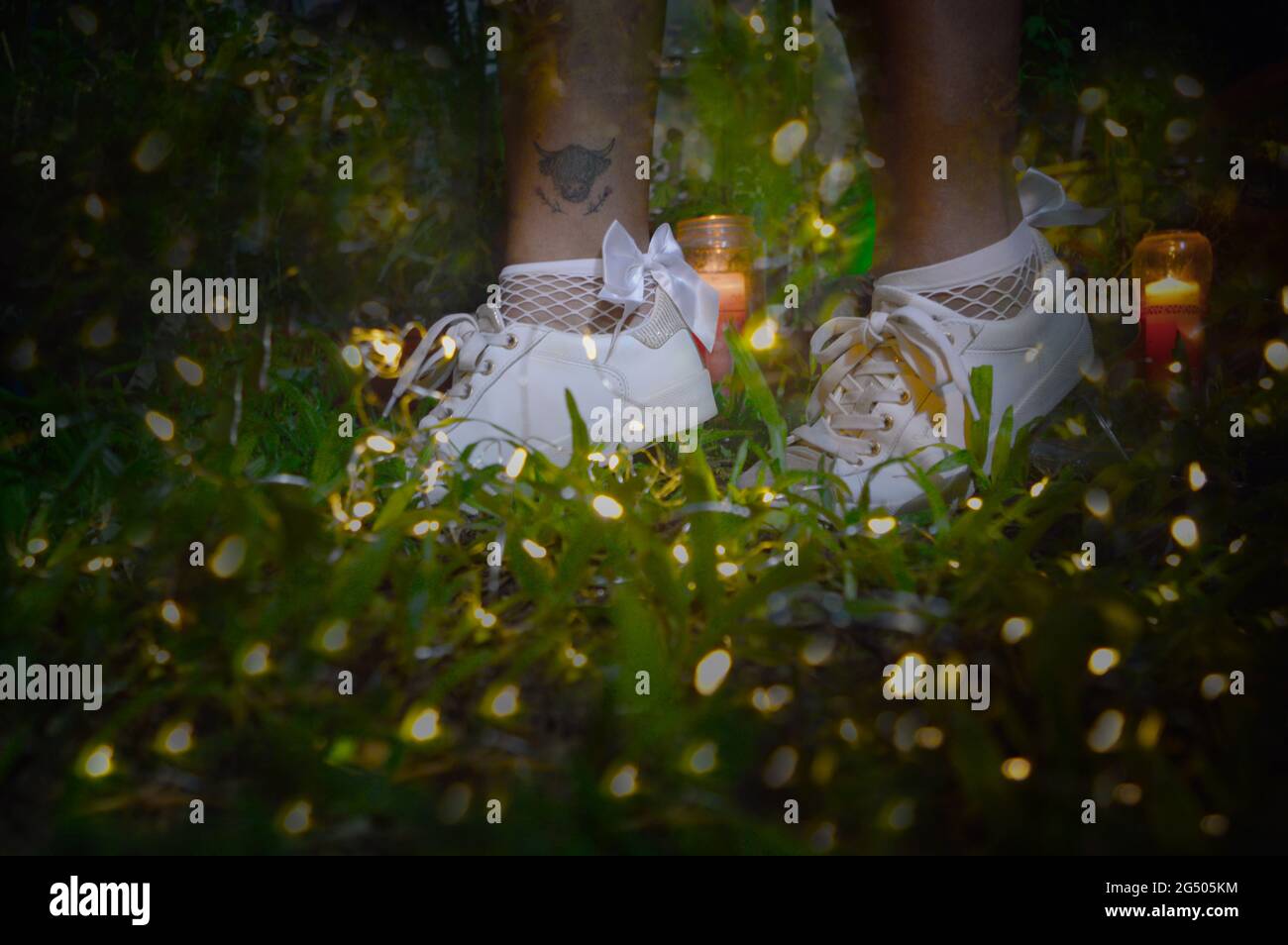 Effets de lumière sur les pieds en déplacement Banque D'Images