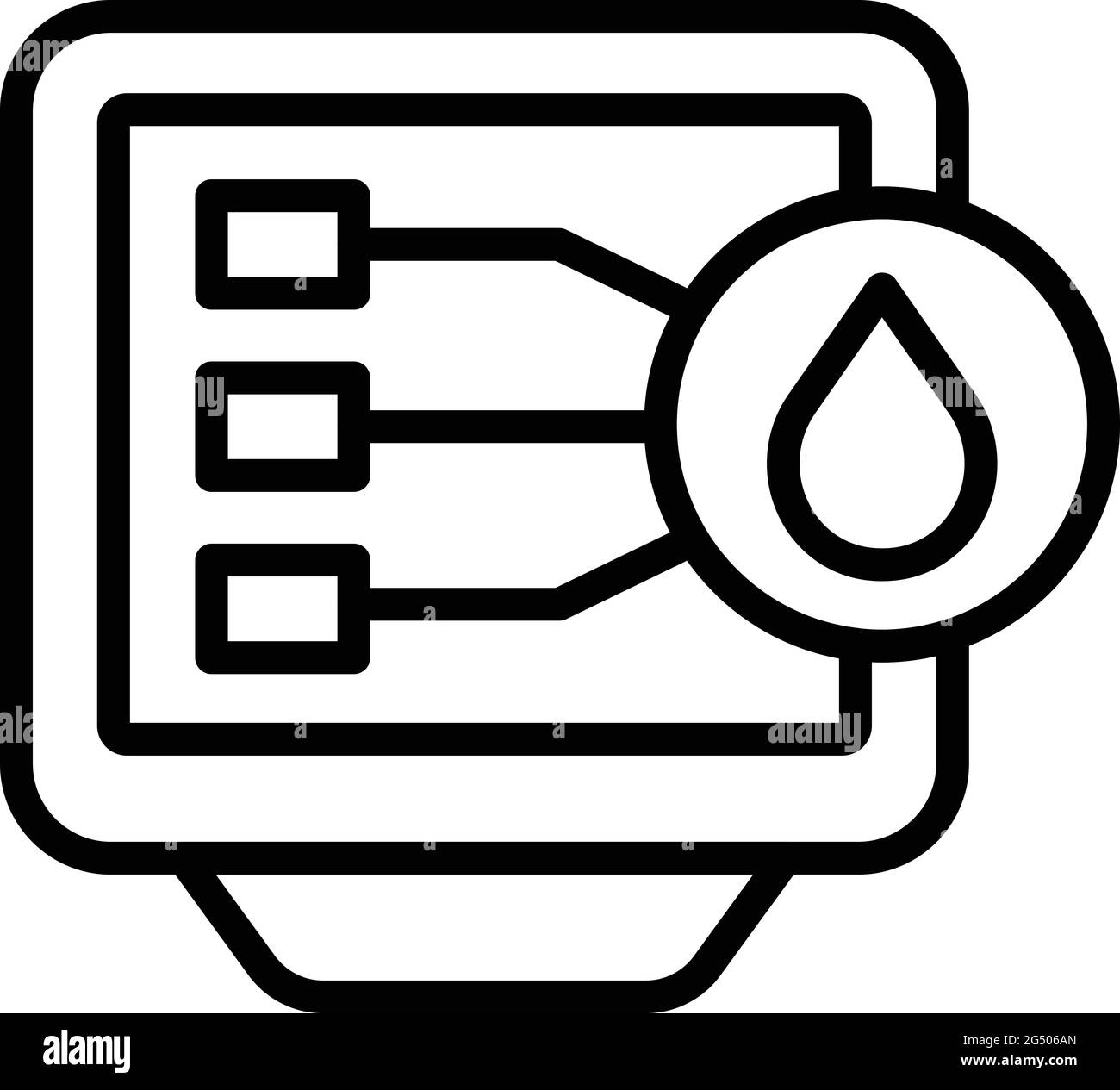 Icône du moniteur pc des produits réglementés. Outline Regulated products pc Monitor Vector Icon for web design isolé sur fond blanc Illustration de Vecteur
