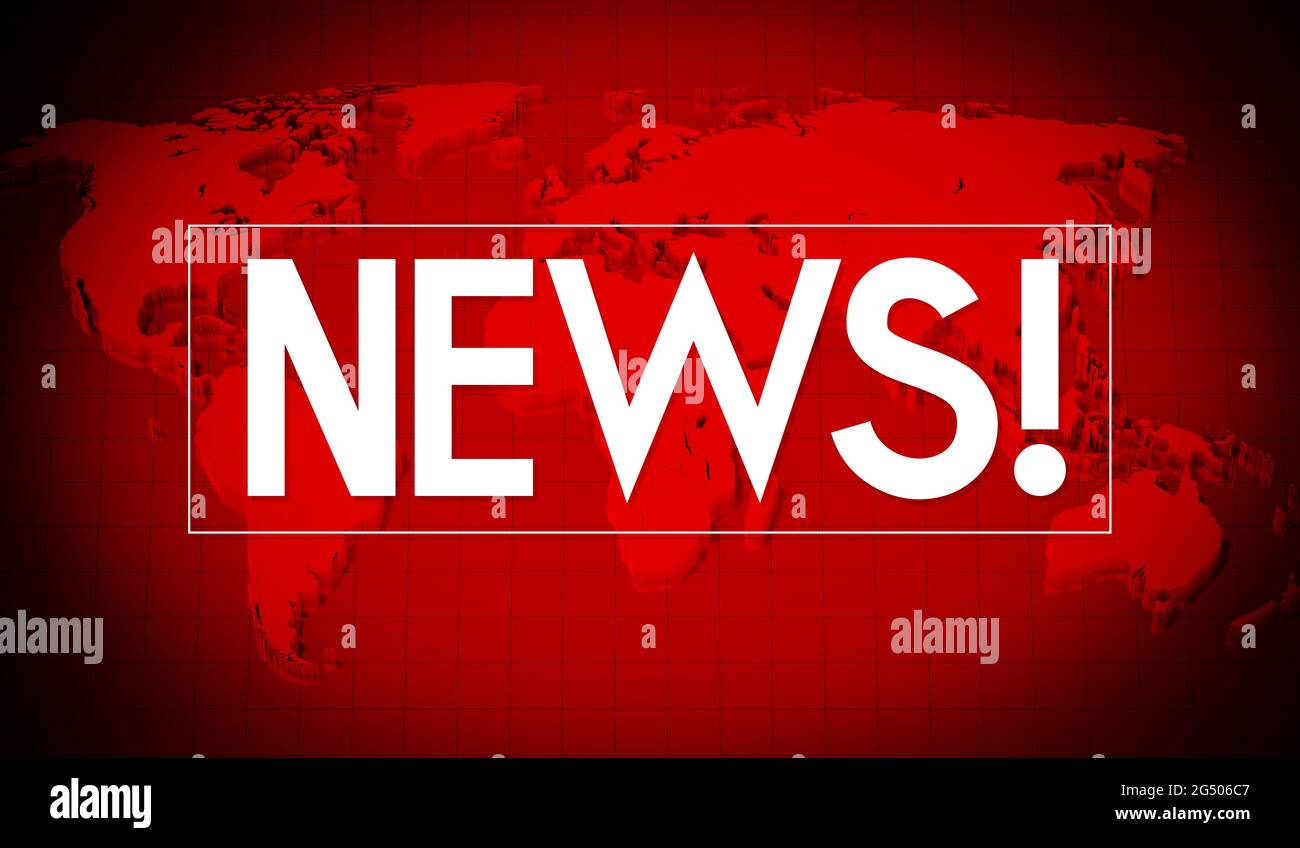 Concept d'actualités, carte du monde en arrière-plan - illustration 3D Banque D'Images