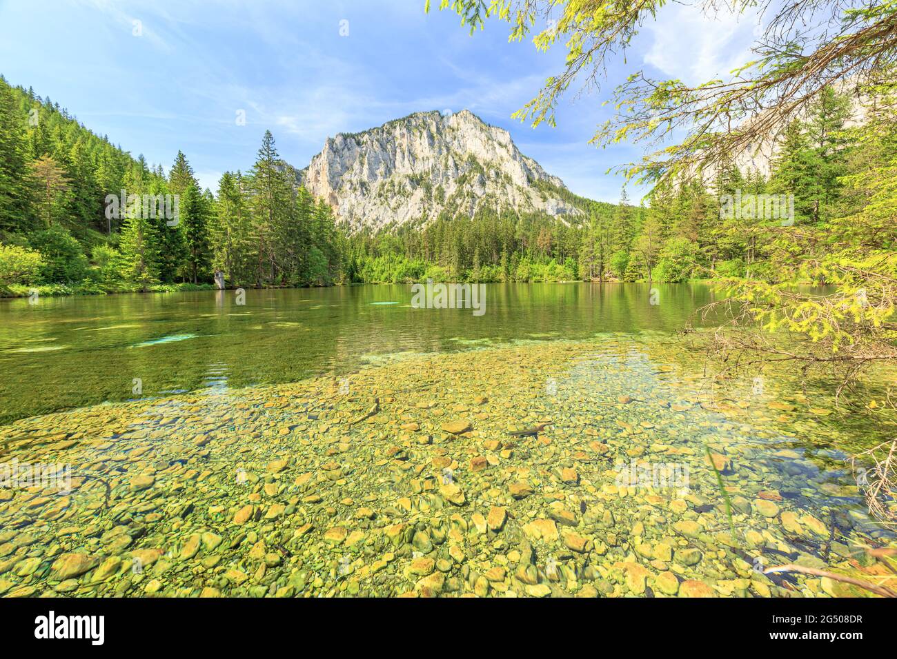 Kreuzsee à Tragöß près de Bruck an der mur en Styrie, juste à côté du lac Grüner See est le Kreuzsee un autre beau lac clair Banque D'Images