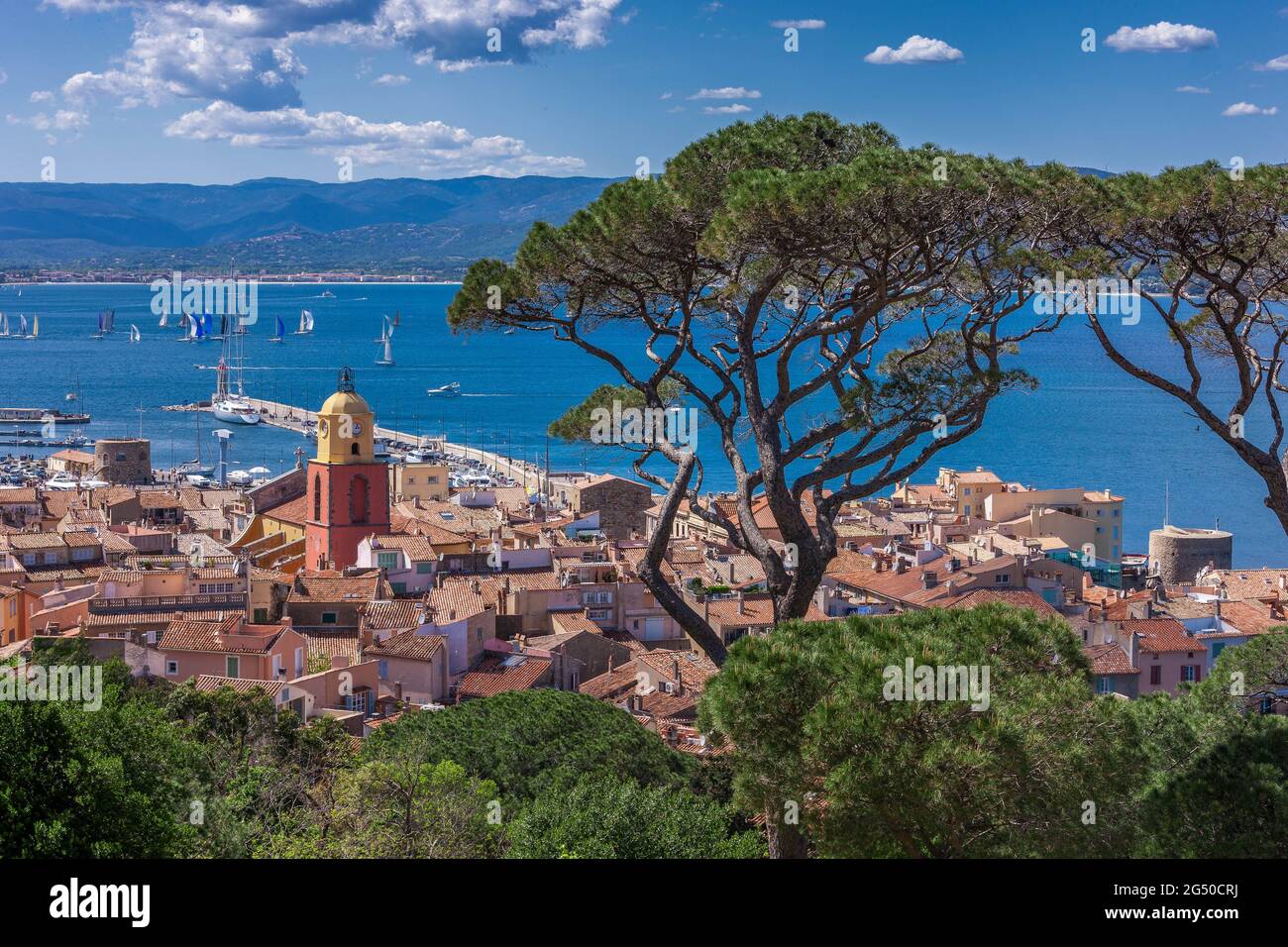 FRANCE. VAR (83) VUE SUR SAINT-TROPEZ DEPUIS LA CITADELLE Banque D'Images