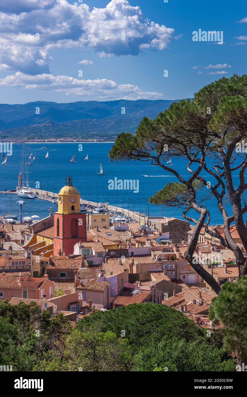 FRANCE. VAR (83) VUE SUR SAINT-TROPEZ DEPUIS LA CITADELLE Banque D'Images