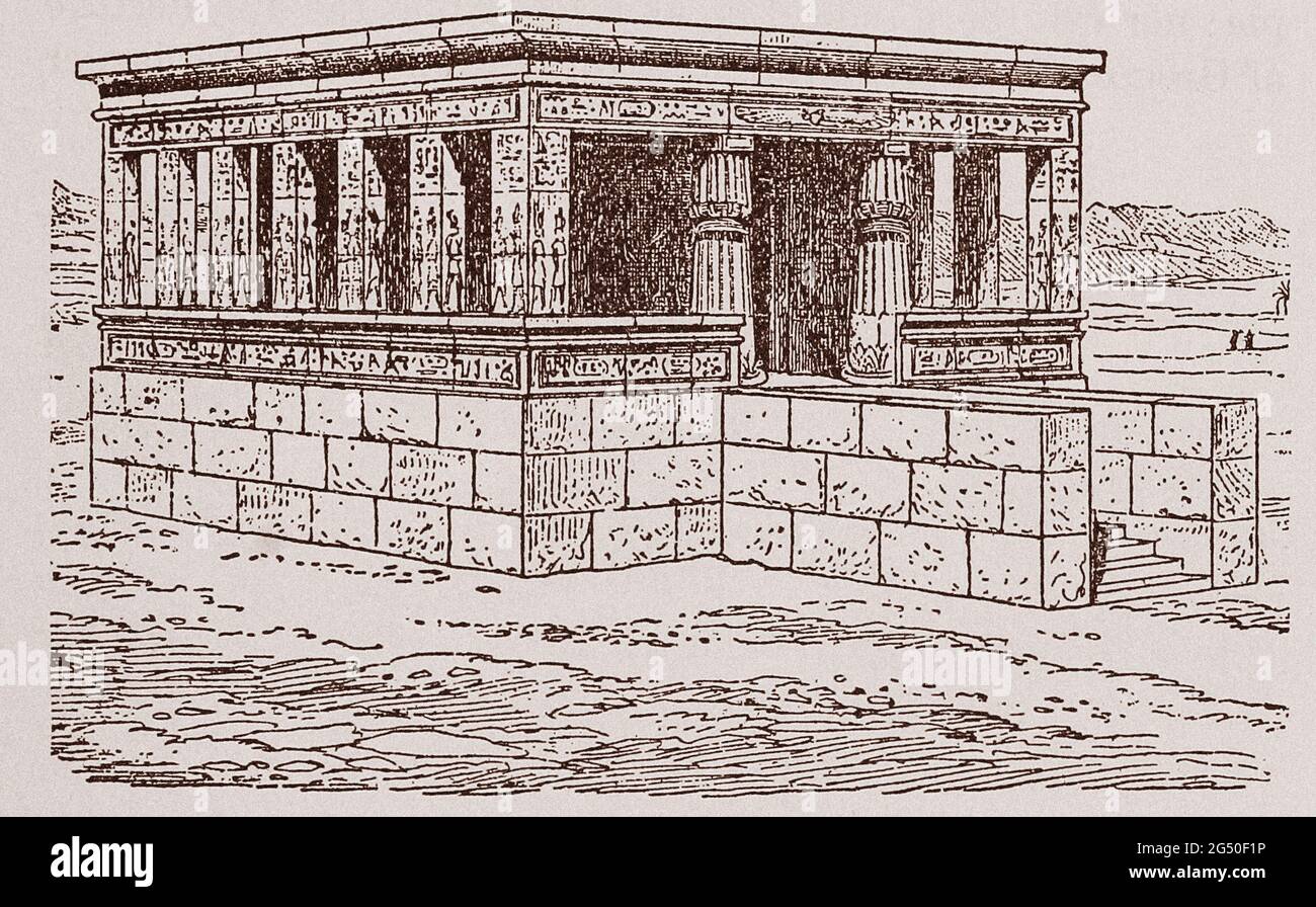 Égypte ancienne. L'Empire. Le Temple de la Cella périptère. 1912 construit par Amenhotep III sur l'île d'Éléphantine. Il a été détruit pour la construction de mater Banque D'Images