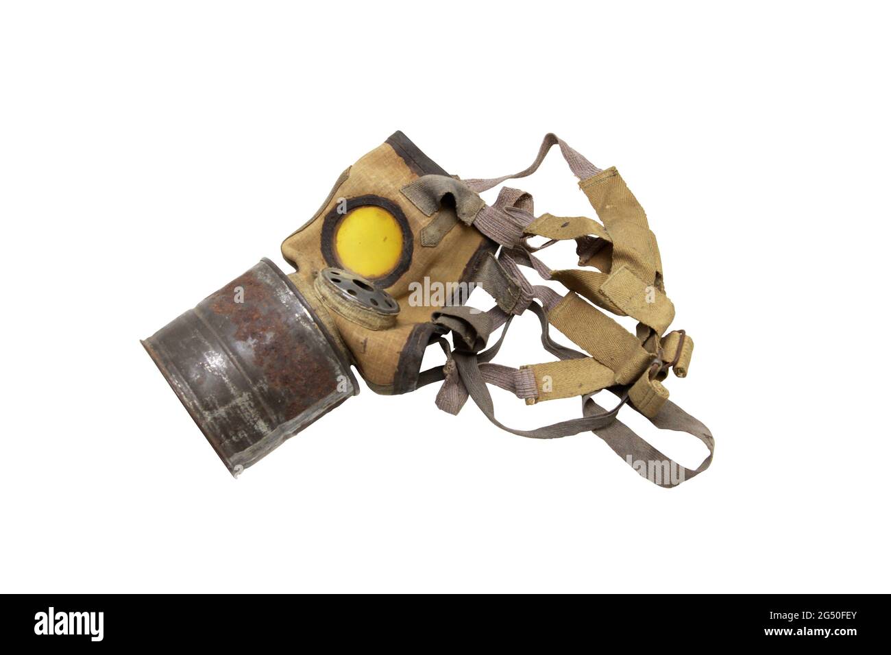 Période de la Seconde Guerre mondiale. Masque à gaz allemand. Chemin sur fond blanc. À la WW2, contrairement au masque à gaz de la WW1, pratiquement n'a pas été utilisé. 1939-1945 Banque D'Images