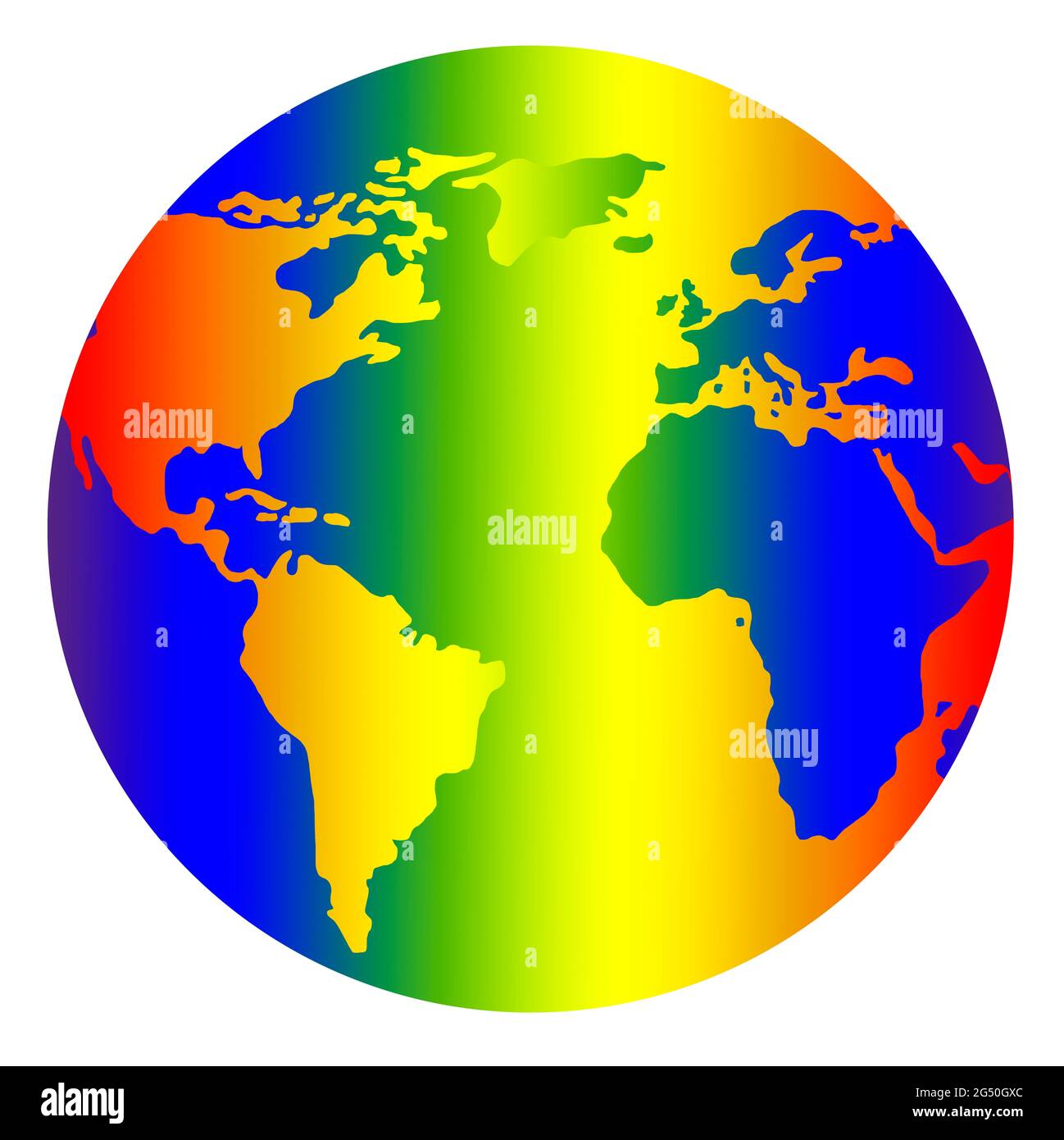 Die Erde in Regenbogen Farben - Symbol für mehr Toleranz Banque D'Images