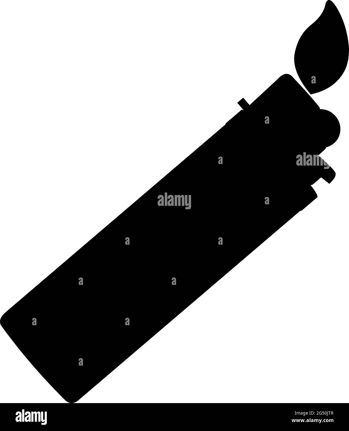 Illustration vectorielle d'une silhouette noire d'un briquet avec une flamme Illustration de Vecteur