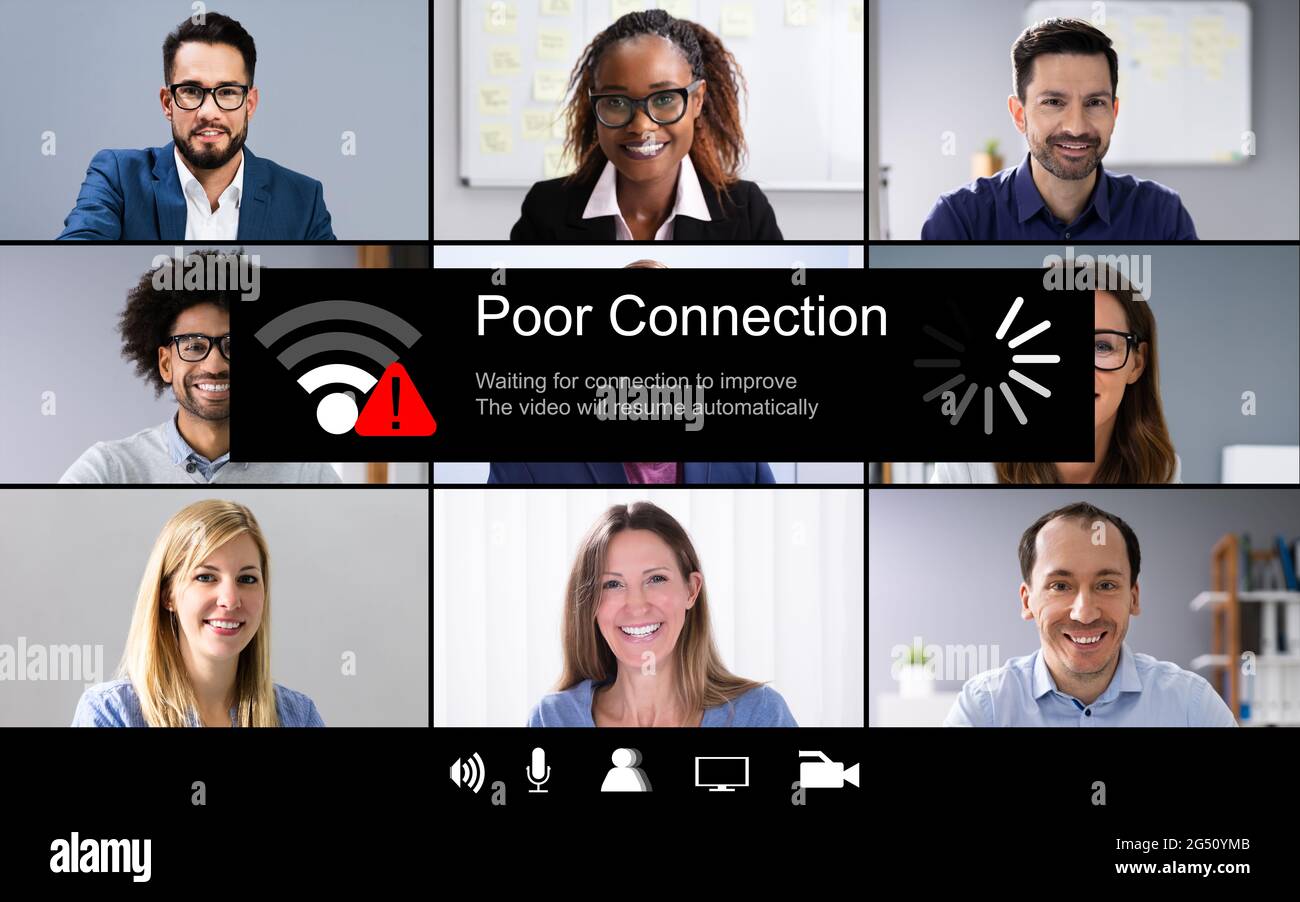 La connexion Internet de la visioconference est lente. Probleme de signal faible Photo Stock Alamy