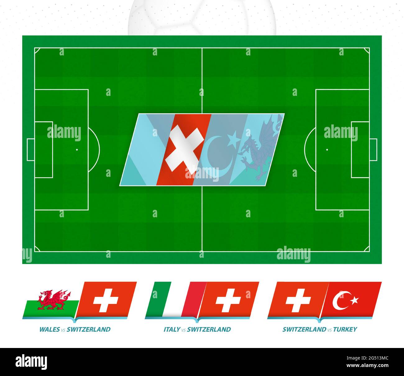 Tous les matchs de l'équipe de football suisse en compétition européenne. Icône du terrain de football et des jeux. Ensemble de vecteurs. Illustration de Vecteur