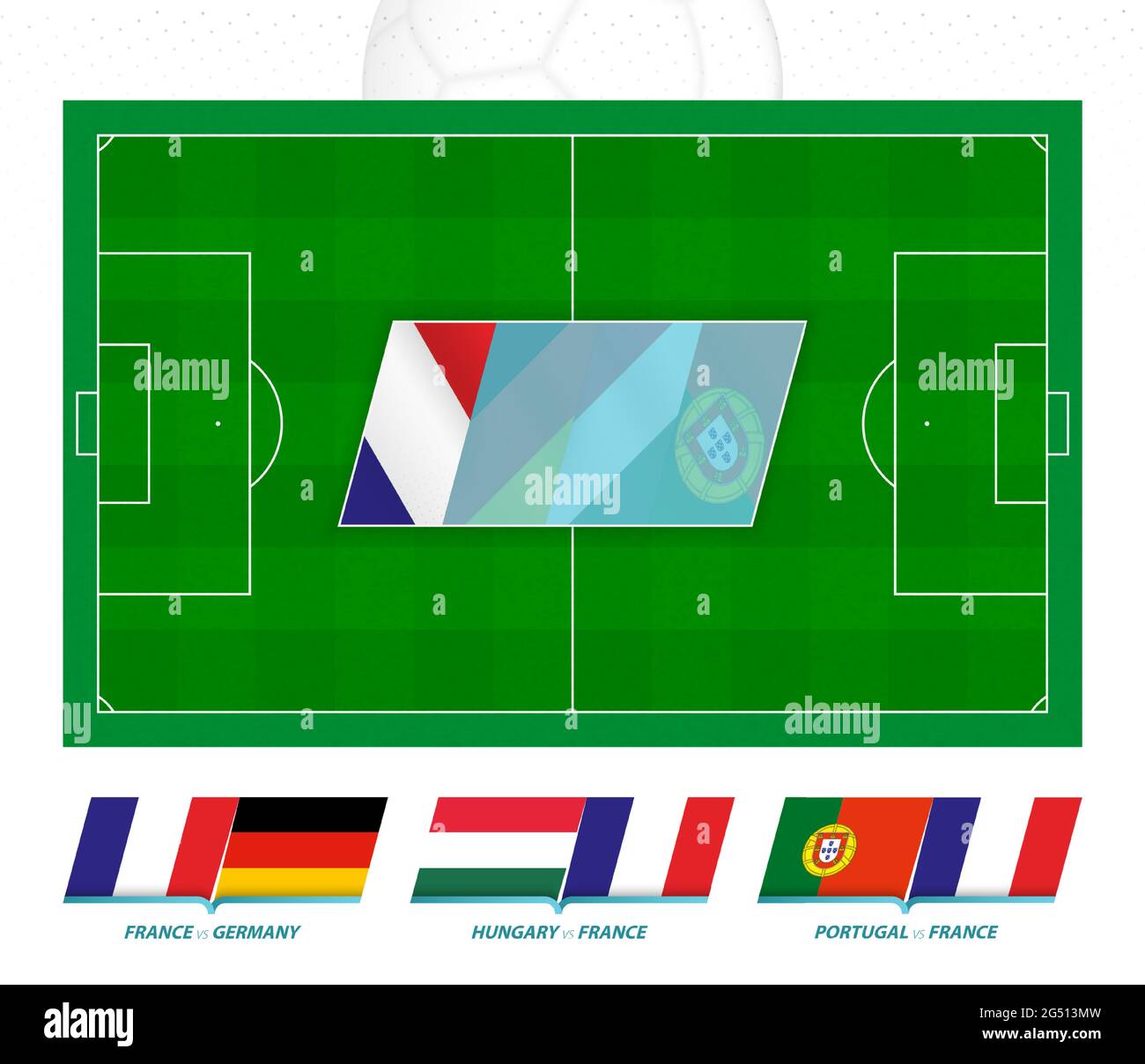 Tous les matchs de l'équipe de football de France en compétition européenne. Icône du terrain de football et des jeux. Ensemble de vecteurs. Illustration de Vecteur