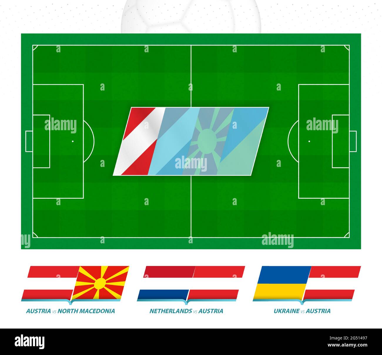 Tous les matchs de l'équipe de football autrichienne en compétition européenne. Icône du terrain de football et des jeux. Ensemble de vecteurs. Illustration de Vecteur