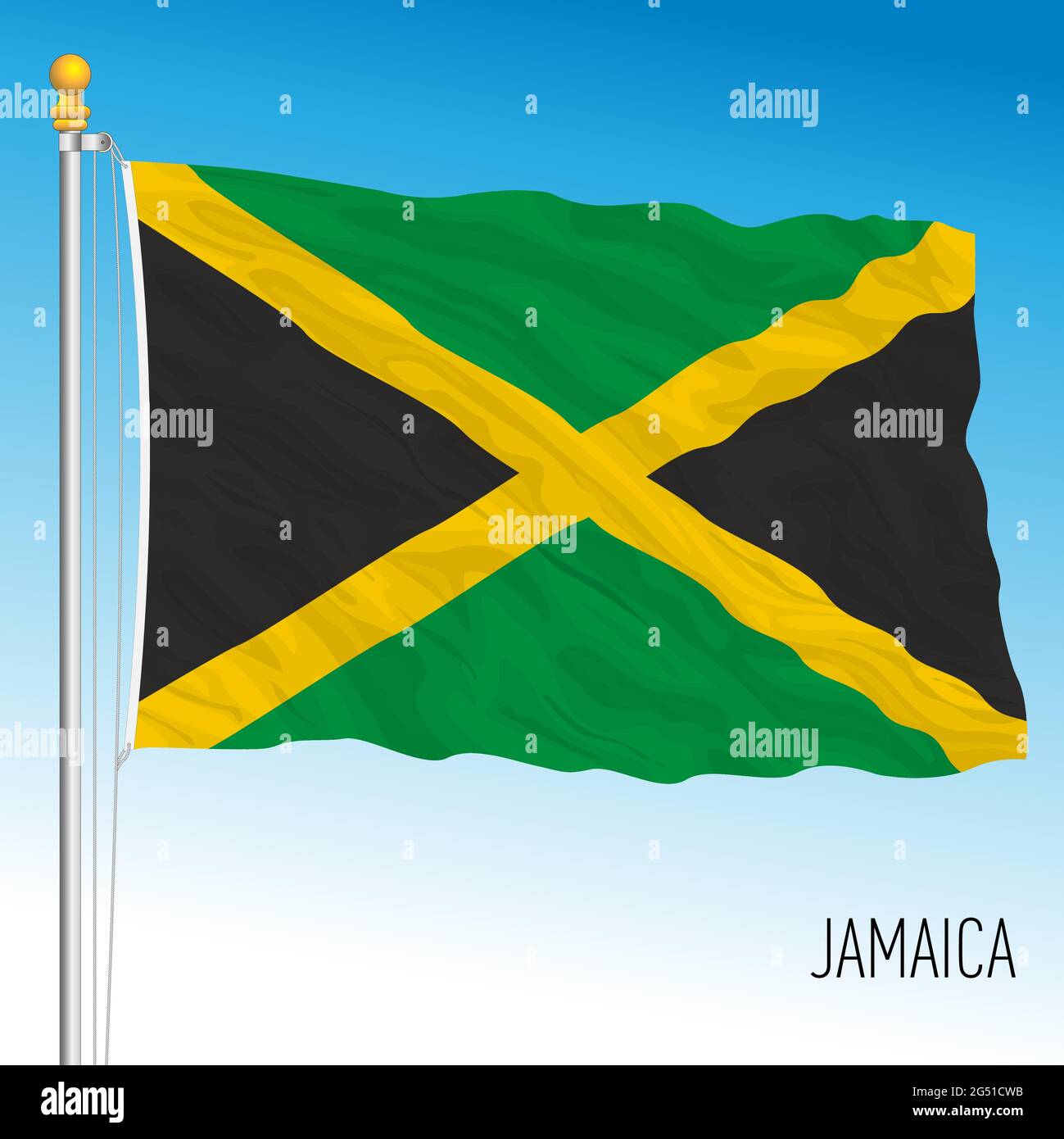 Drapeau national officiel de la Jamaïque, pays d'amérique centrale, illustration vectorielle Illustration de Vecteur